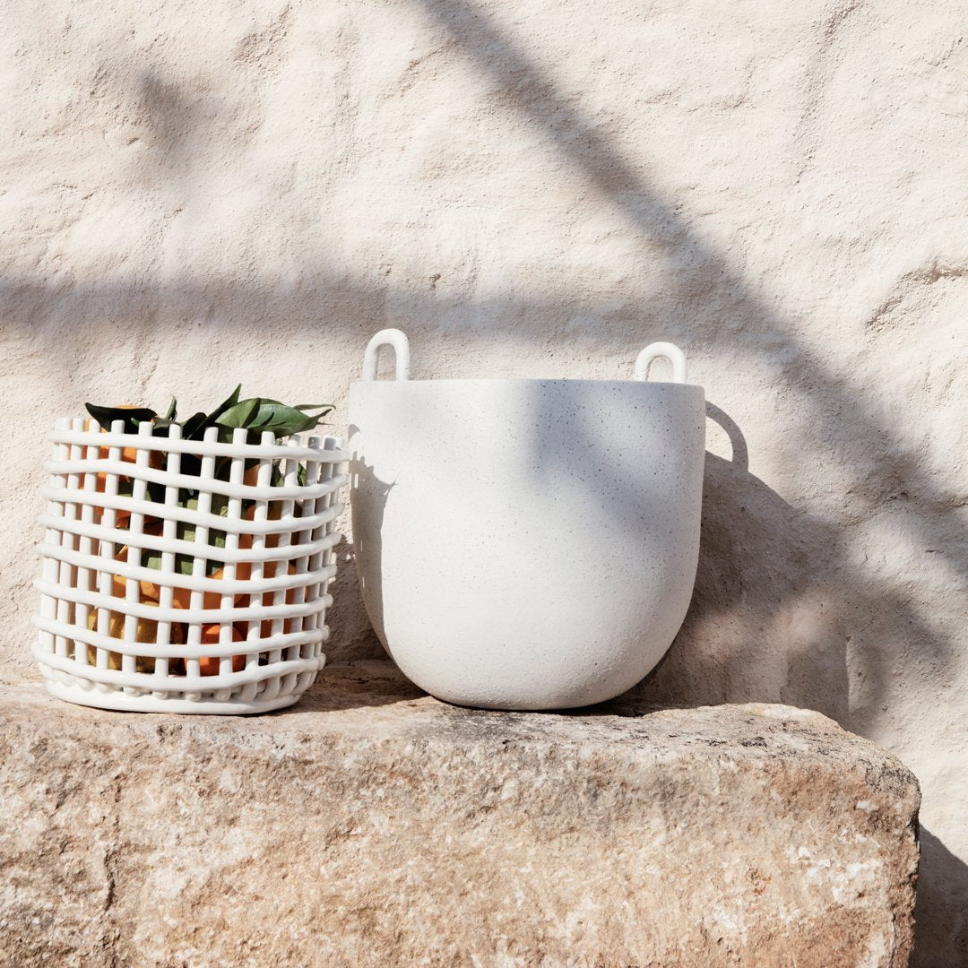 Ferm Living Ceramic Basket - Handmade Decorative Storage for Home & Office | Perfect for Organizing Keys, Jewelry & Small Items