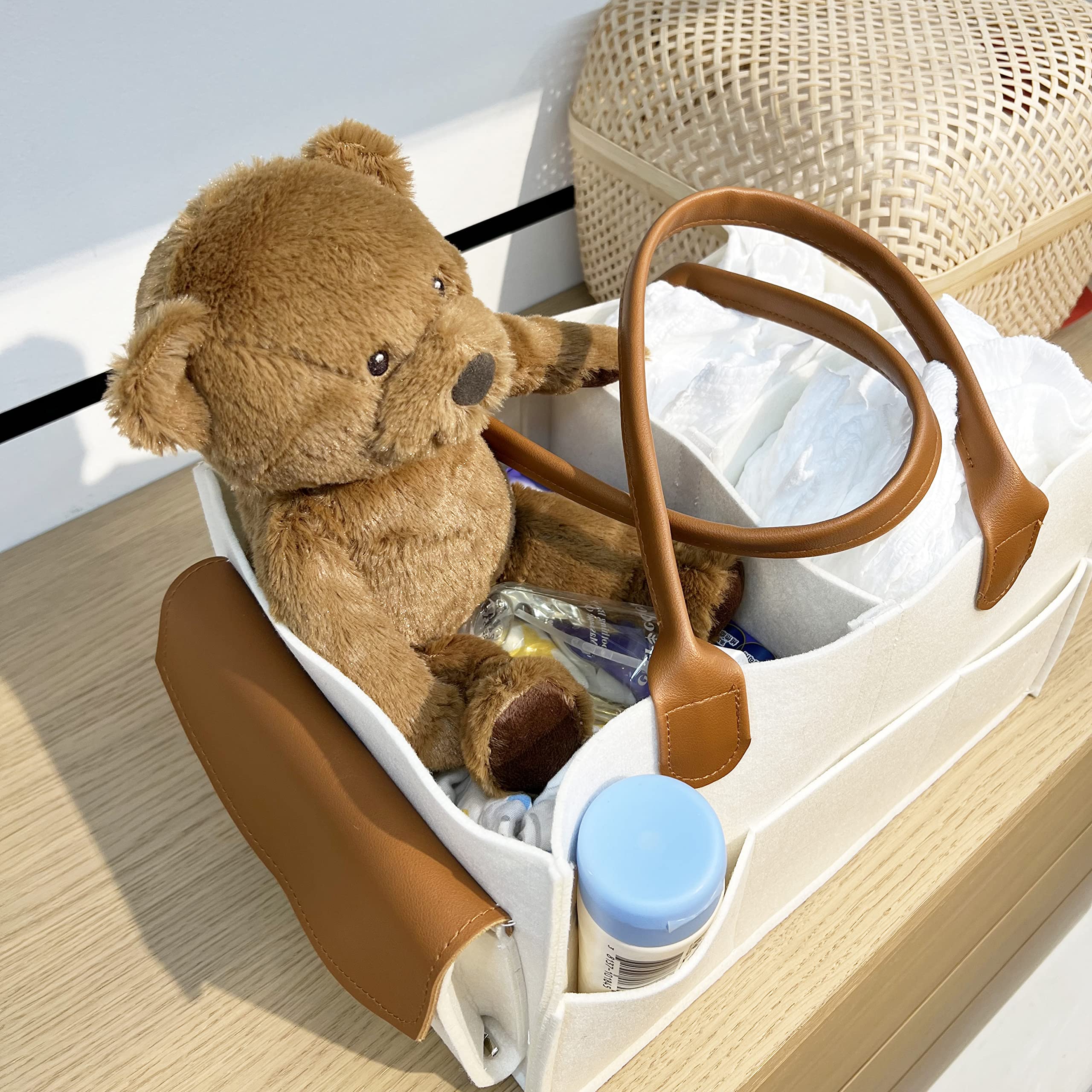 Kilomon Baby Diaper Caddy Organizer - Portable Diaper Storage Bin for Nursery, Car & Changing Table | Baby Shower Gift for Boys & Girls | Perfect for Home, Travel & On-the-Go Diaper Organization