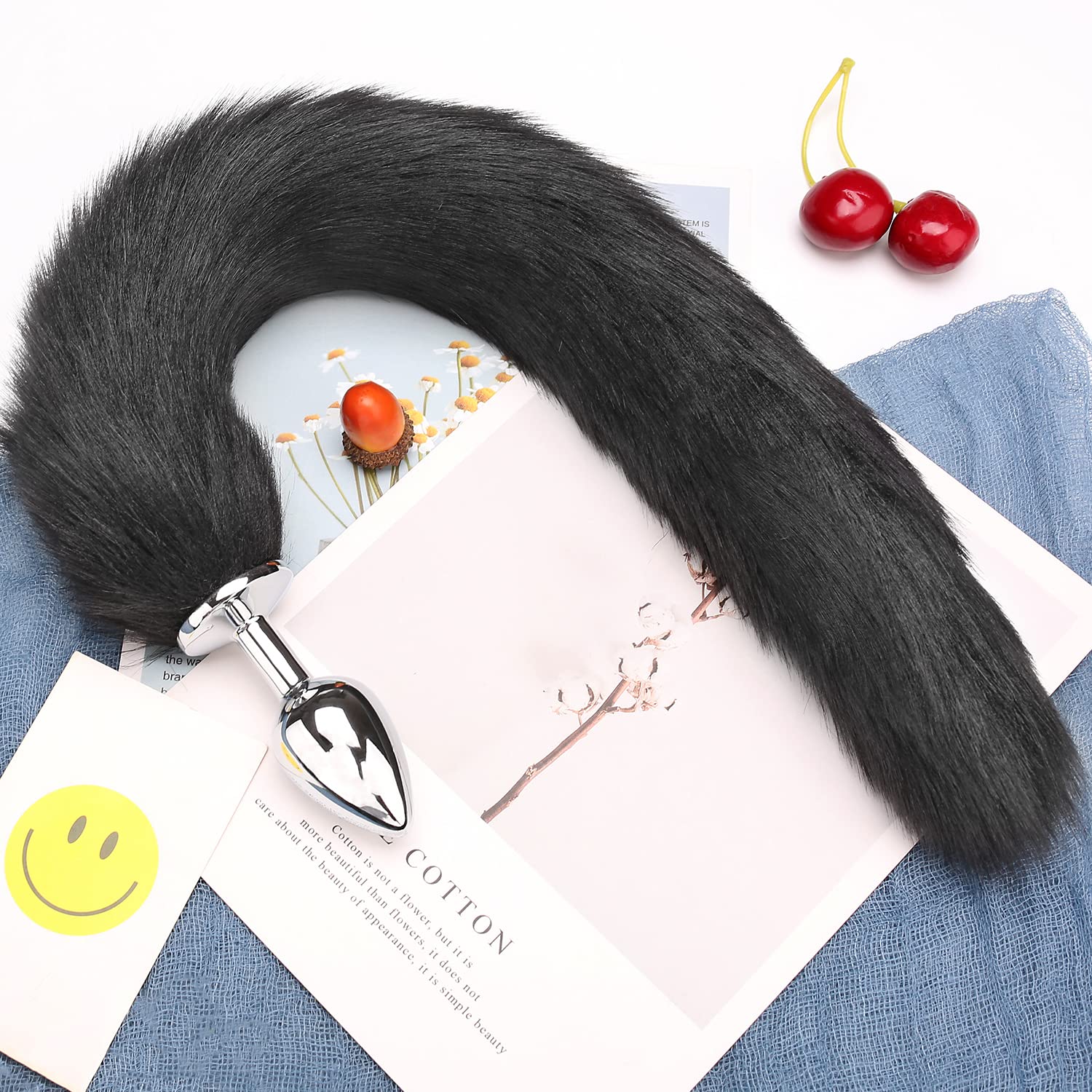Fox Tail Anal Butt Plug - Black Adult Toy for Cosplay & Role Play - Perfect for BDSM, Fantasy Play & Sensual Exploration