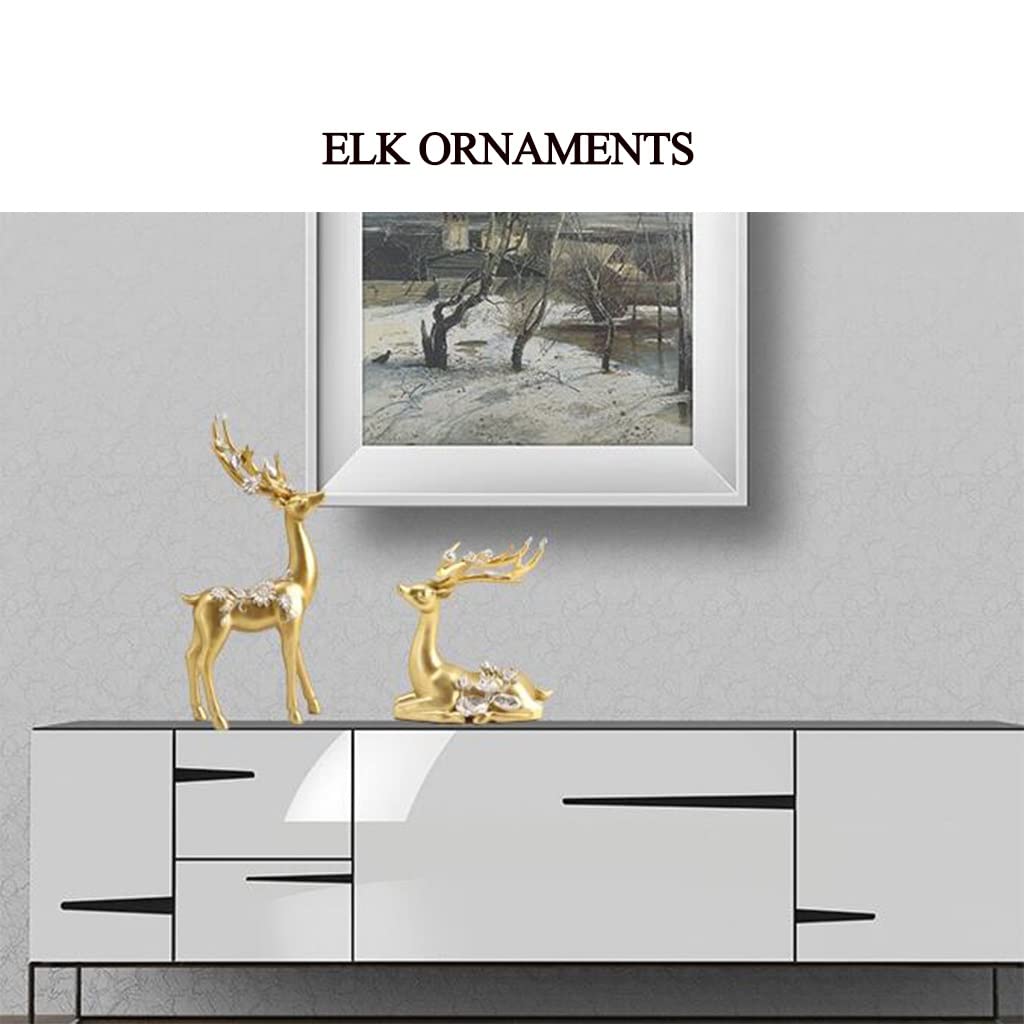 Gold Deer Figurine - Nordic Style Elk Statue for Home Decor, Creative Reindeer Craft for Living Room Shelves, Bedroom, Office, TV Cabinet & Wine Cabinet - Perfect for Holiday Decorations & Gift Giving (Gold)