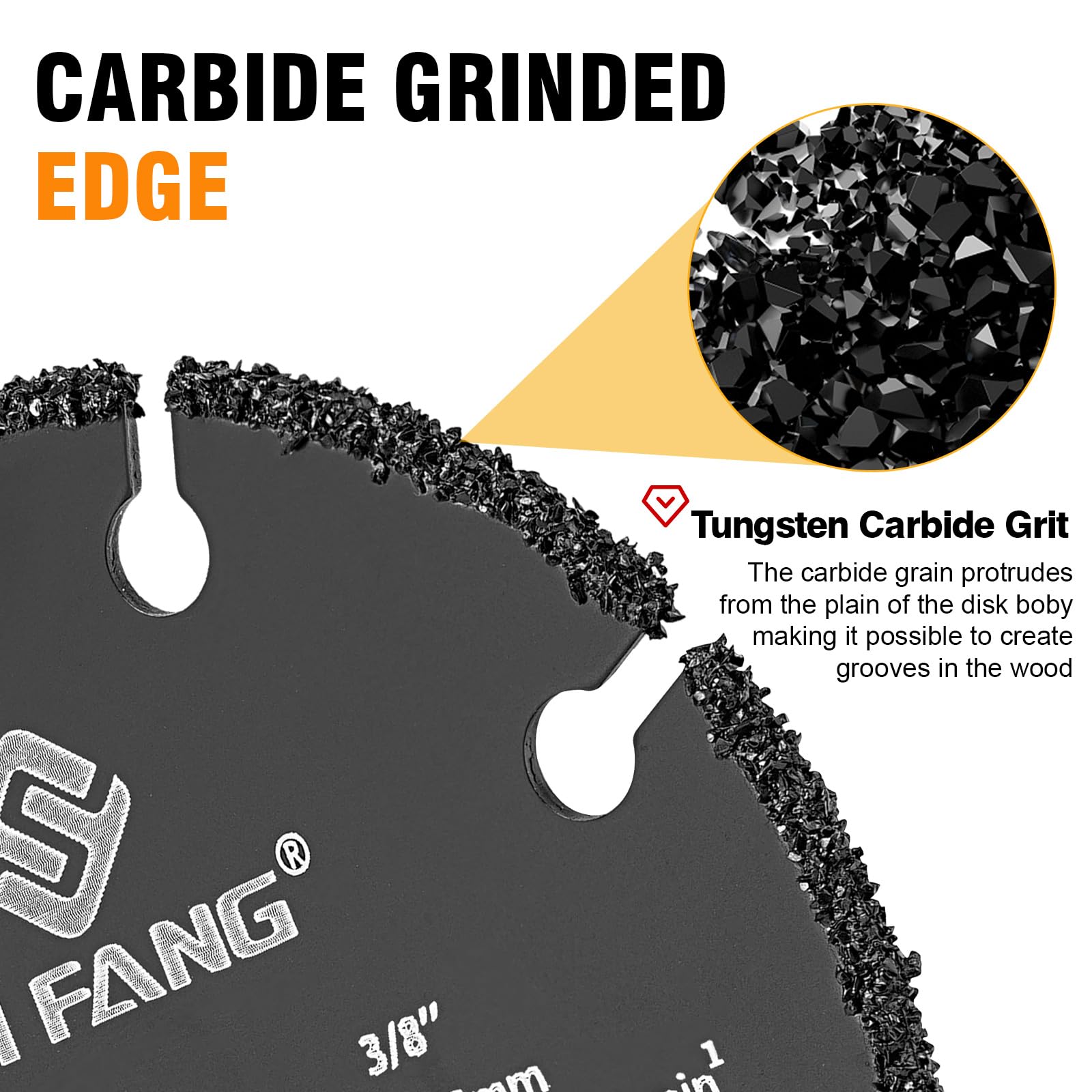 3 Inch Tungsten Carbide Cut Off Wheel for Wood, Nails, Plastics, Plaster & Resin - 3/8