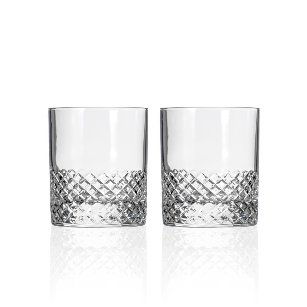 Premium 11oz Diamond Cut Whiskey Glasses Set of 2 - Heavy Base Crystal Clear Old Fashioned Cocktail Glasses for Bourbon, Scotch & Whiskey Tasting - Perfect for Home Bar, Gifts & Entertaining