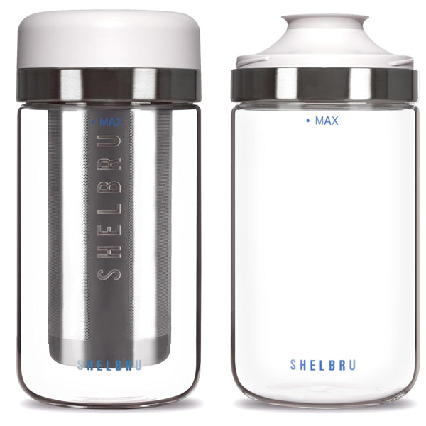 Shelbru Cold Brew Coffee Maker System - Iced Coffee Maker with Glass Carafe & Stainless Steel Filter - Perfect for Home, Office & Outdoor Use