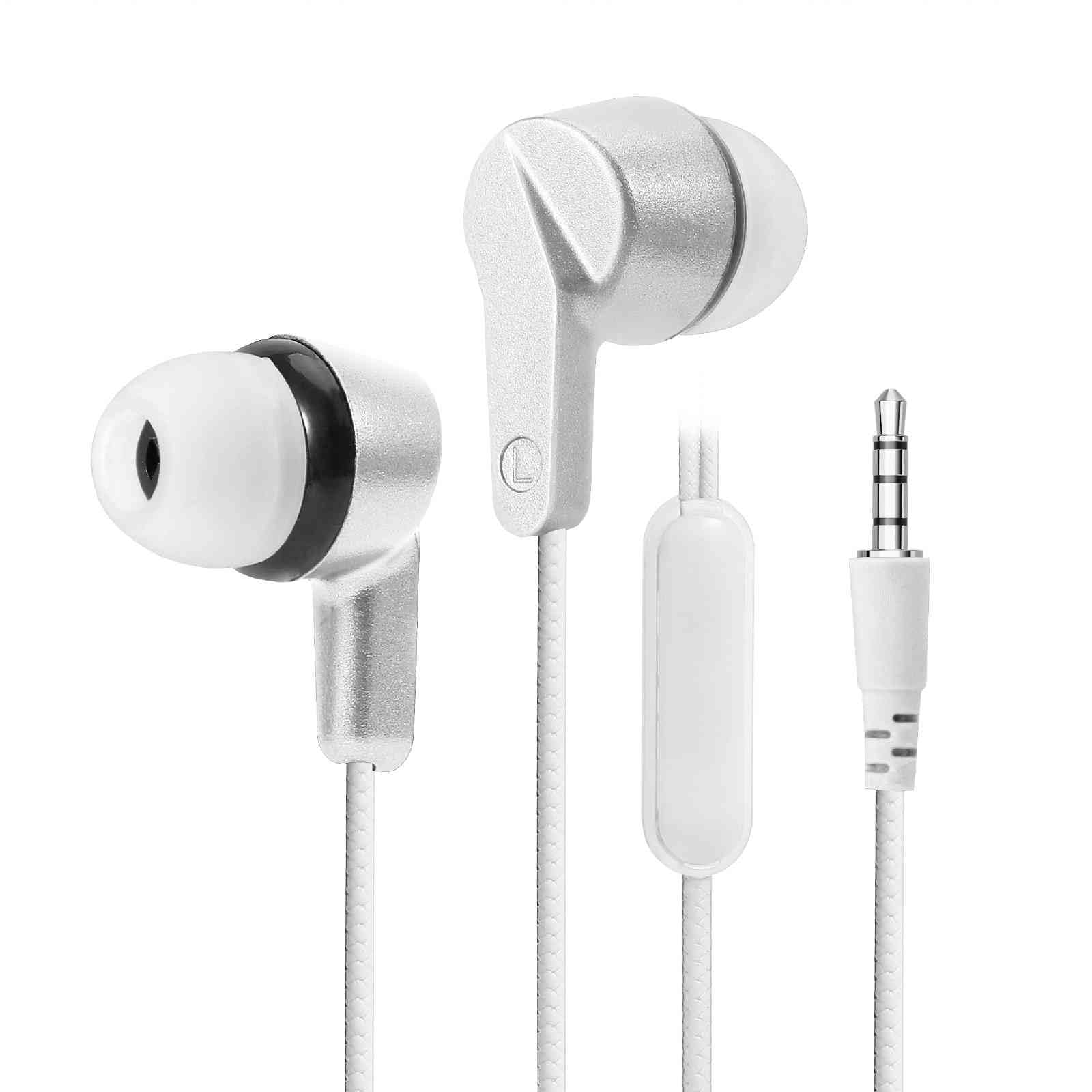 UrbanX R2 Wired in-Ear Headphones with Mic - Noise Isolating Earphones with Deep Bass & Tangle-Free Cord - Comfortable Silicone Tips for Wiko Ufeel - Perfect for Commuting, Workouts & Gaming