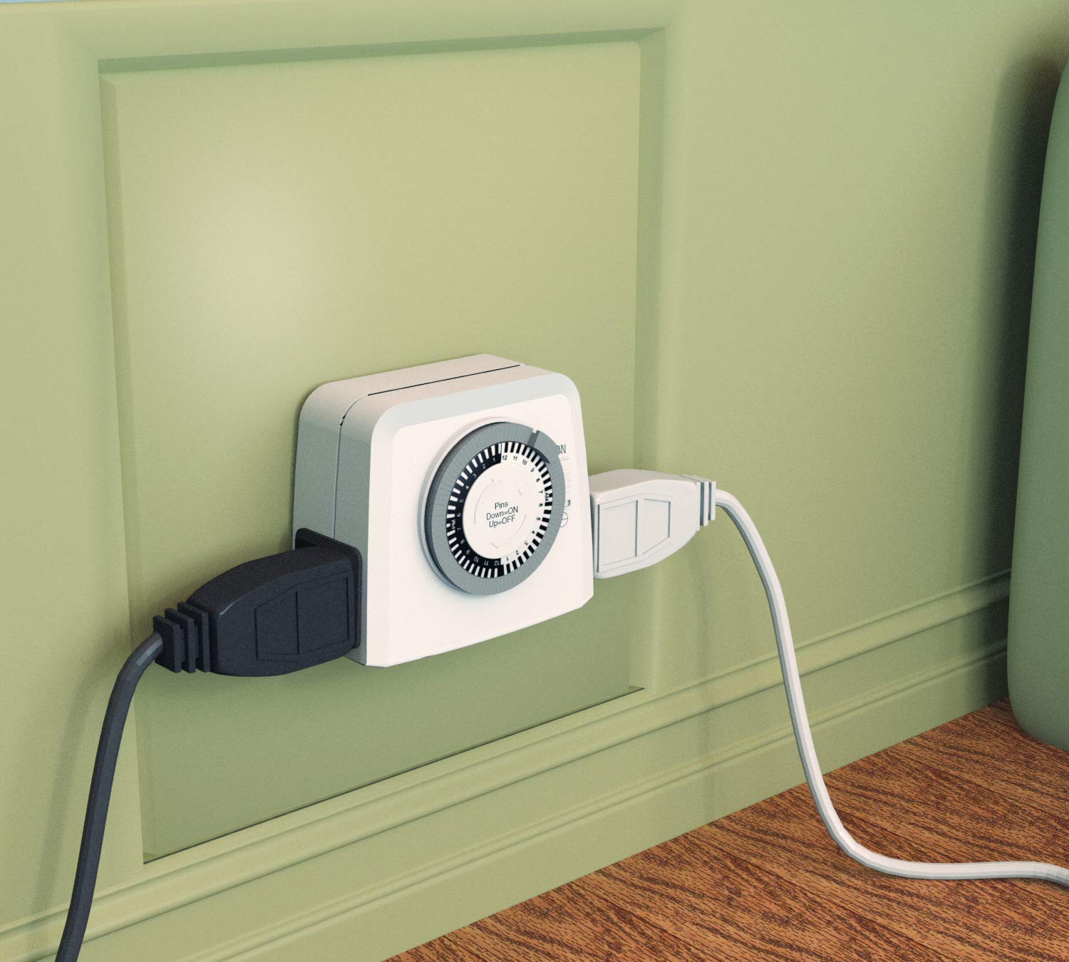 Stanley 31199 TimeIt Twin 2-Outlet Grounded Mechanical Timer - Dual Plug Timer for Home, Office & Outdoor Use - Energy Saving Electrical Timer for Lamps, Appliances & Holiday Lights
