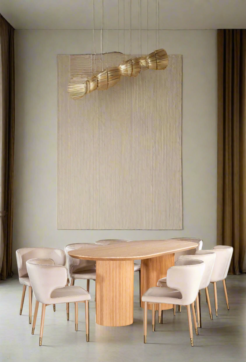 Balmain Fluted Oval Dining Table - Modern Luxury Dining Room Furniture for Home & Restaurant Use