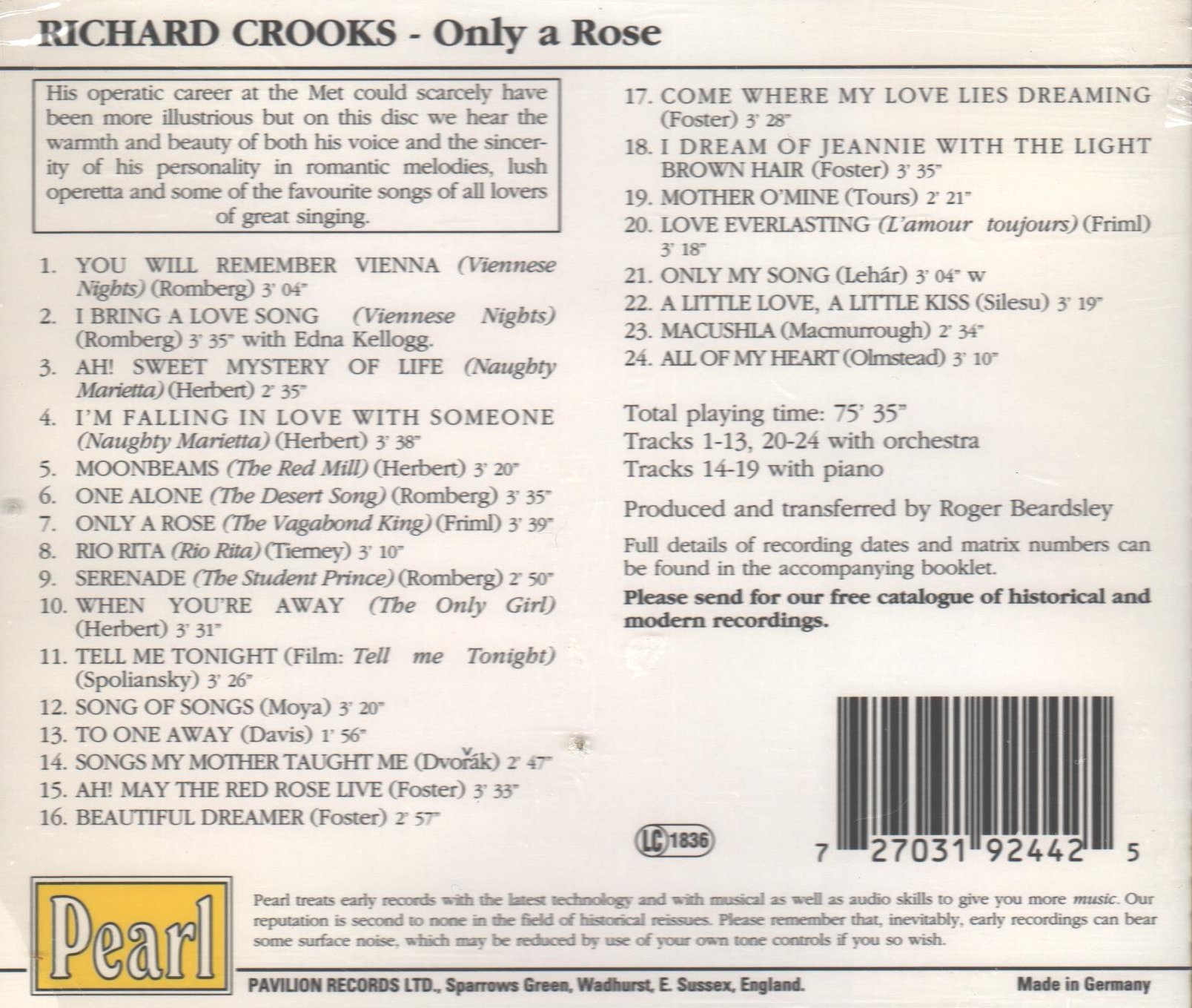 Only a Rose: The Art of Richard Crooks in Song | Classic Vocal Music Collection | Perfect for Opera Lovers & Music Enthusiasts