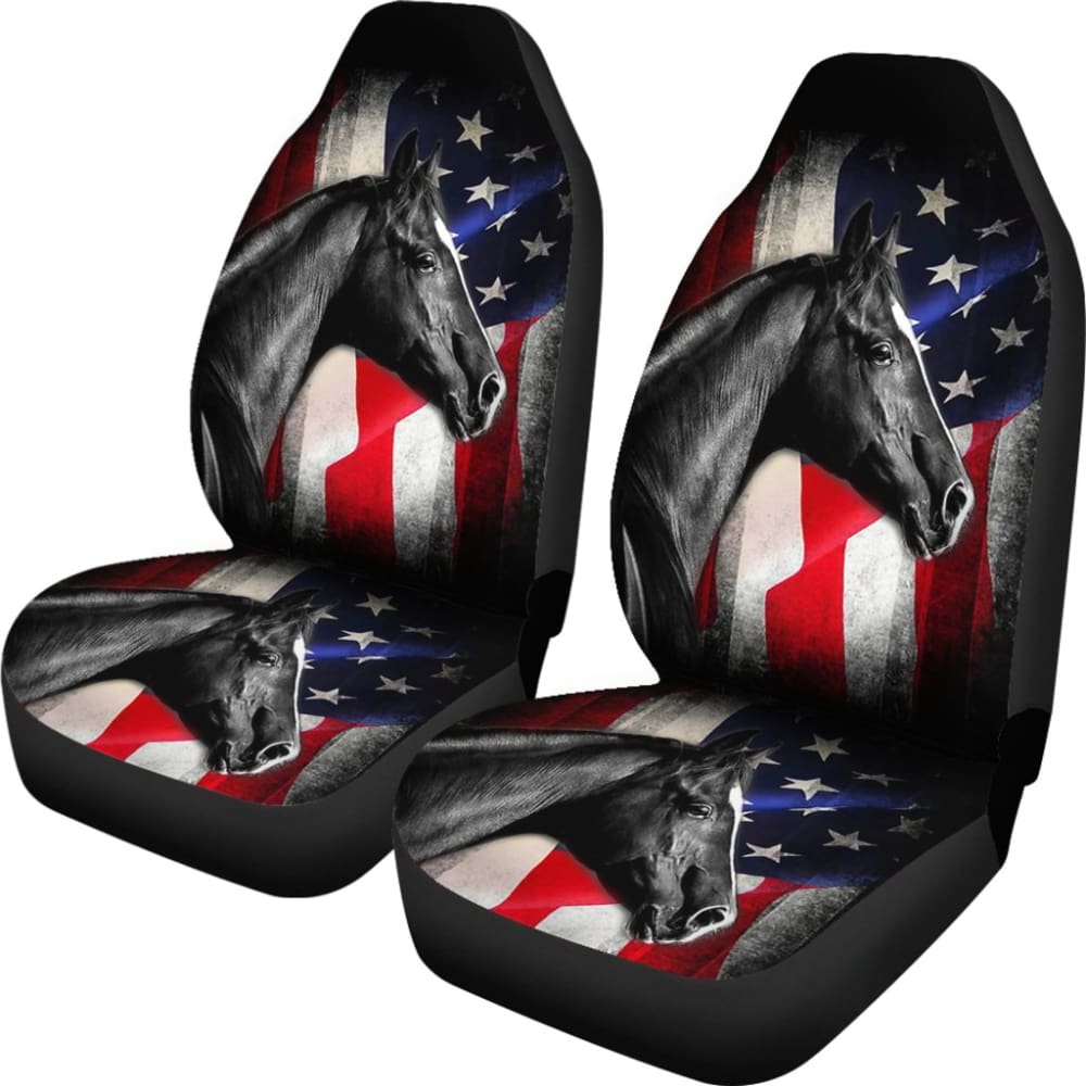 American Flag Horse Car Seat Covers - Patriotic Equestrian Gift for Horse Lovers - Perfect for Trucks, SUVs & Road Trips