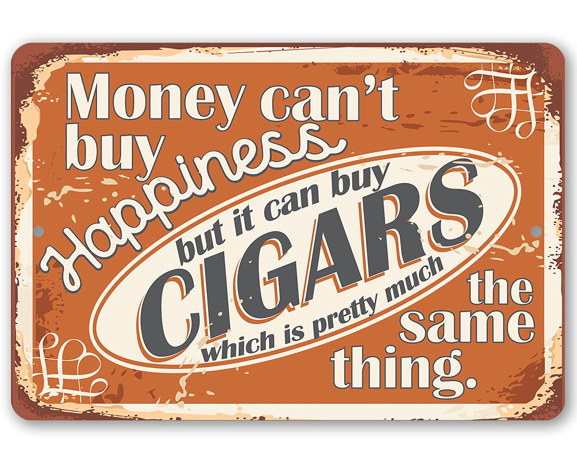 Funny Man Cave Decor Metal Sign - 'Money Can Buy Cigars' Vintage Tin Sign for Indoor/Outdoor Use - Perfect for Home Bar, Basement Decor & Father's Day Gifts - Great for Game Rooms, Garages and Man Cave Accessories