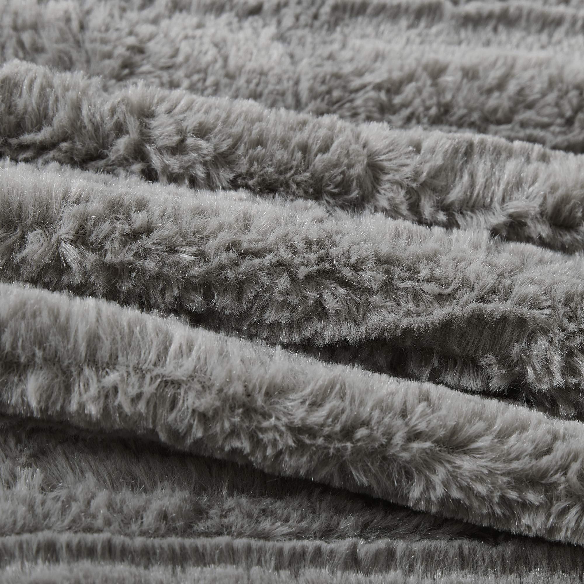 Madison Park Arctic Comforter Set - Faux Fur Checkerboard Textured Design, Ultra Soft Down Alternative, Winter Warm Bedding for King/Cal King Size, Grey | Perfect for Cold Weather & Cozy Bedroom Decor