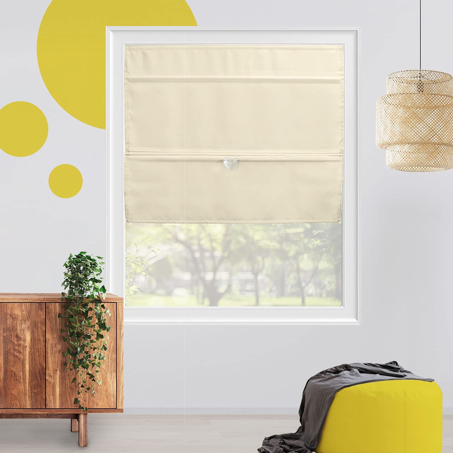 Magnetic Roman Shades for Windows - Cordless Linen Fabric Window Blinds | Easy Lift, Energy Efficient & Privacy Protection | Light Filtering Window Treatment | 36