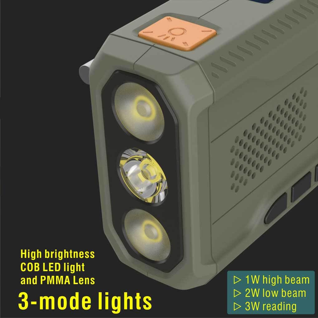 Budiniao Solar Emergency Radio - Hand Crank Power Bank, LCD Display, Weather Alert, Phone Charger & Flashlight for Outdoor Camping, Hiking & Emergency Preparedness