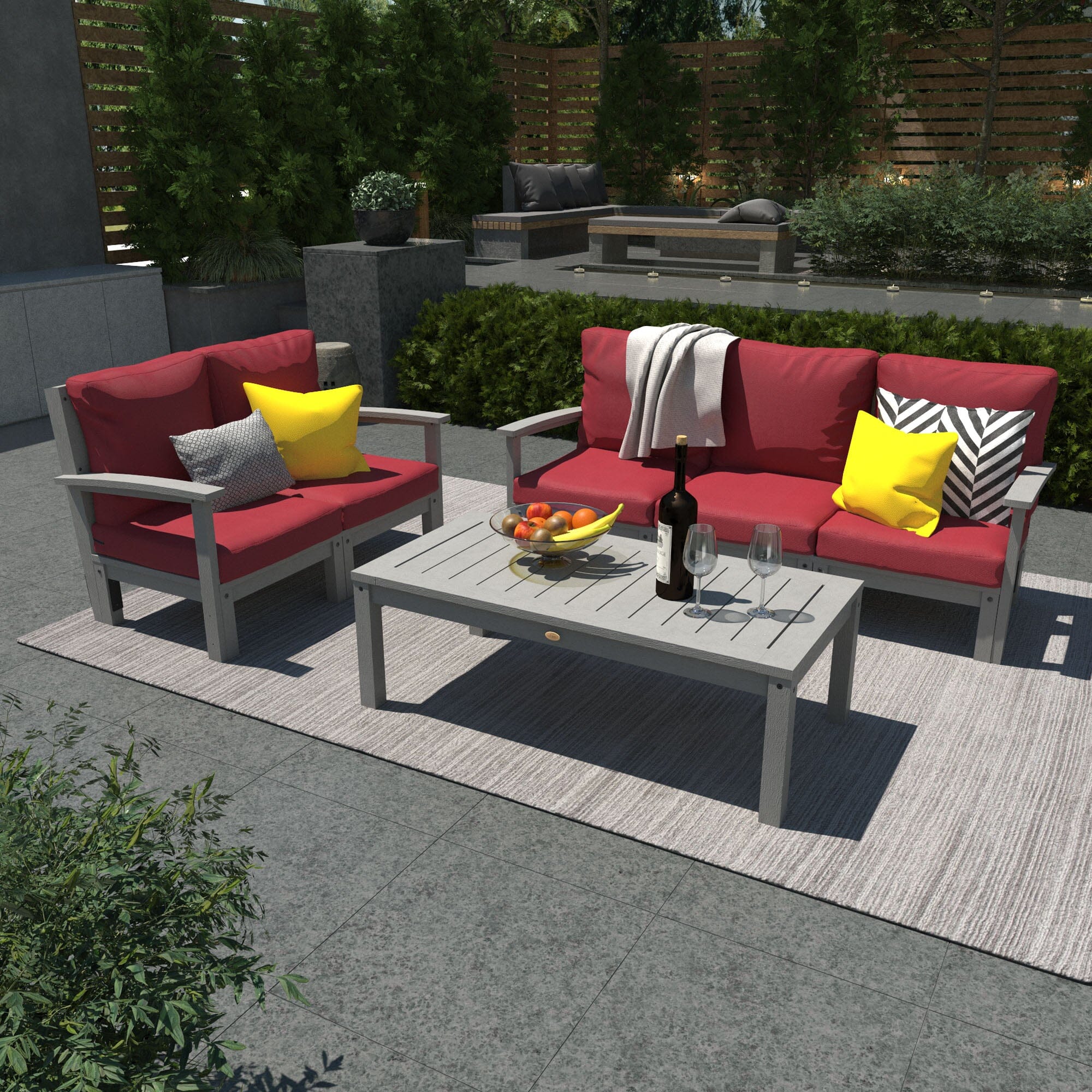 Custom Deep Seating Outdoor Furniture Set - Sofa, Loveseat & Conversation Table for Patio, Garden, Poolside & Backyard Relaxation