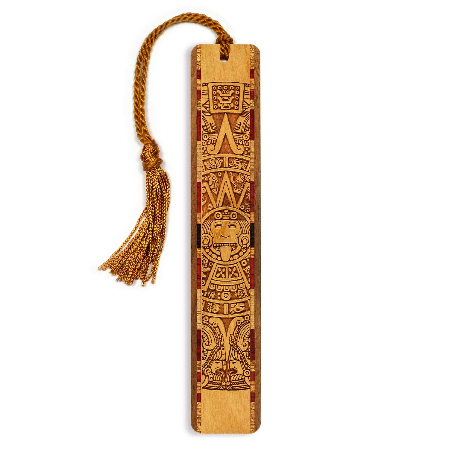 Handmade Aztec Mayan Calendar Wooden Bookmark - Personalized Custom Engraved Gift - USA Made - Perfect for Book Lovers & History Enthusiasts