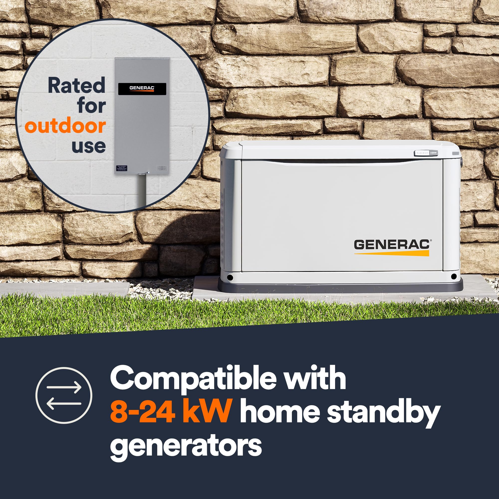 Generac RTSW300A3 300 Amp Automatic Transfer Switch - Single Phase Generator Switch, NEMA 3R Outdoor Rated Aluminum Enclosure - Service Entrance Rated for Reliable Power Transfer - Ideal for Home Backup, Commercial Buildings & Emergency Power Systems