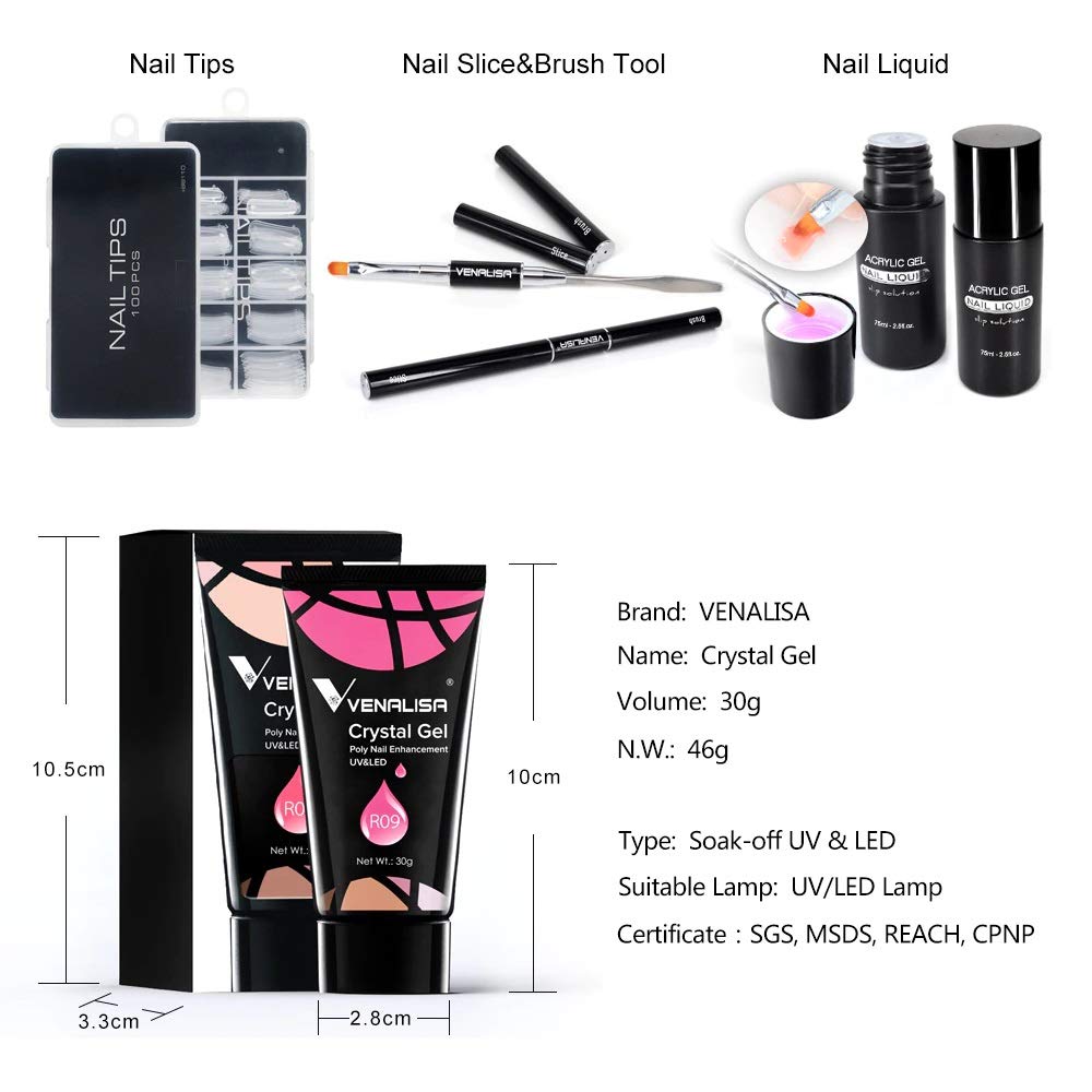 VENALISA R26 30ml Poly Extension Gel - Professional Nail Builder Gel for Strong Nail Enhancements & Extensions | Includes Slip Solution & Application Tools | Perfect for Salon, DIY Manicures & Nail Art