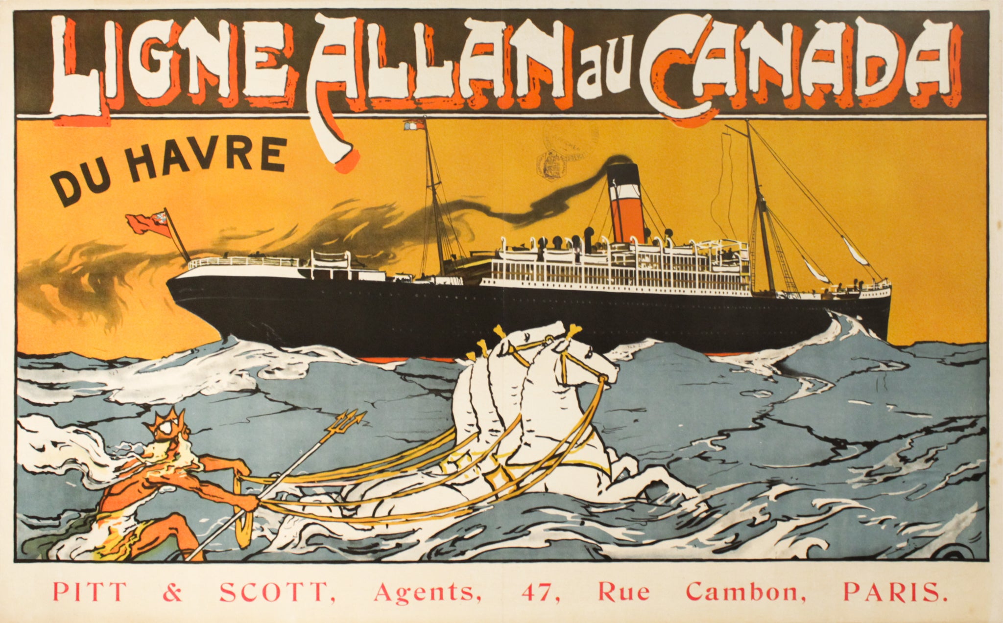 1910 Vintage Canadian Travel Poster - Ligne Allan au Canada - Antique Wall Art for Home & Office Decor - Perfect for Travel Enthusiasts & History Lovers
