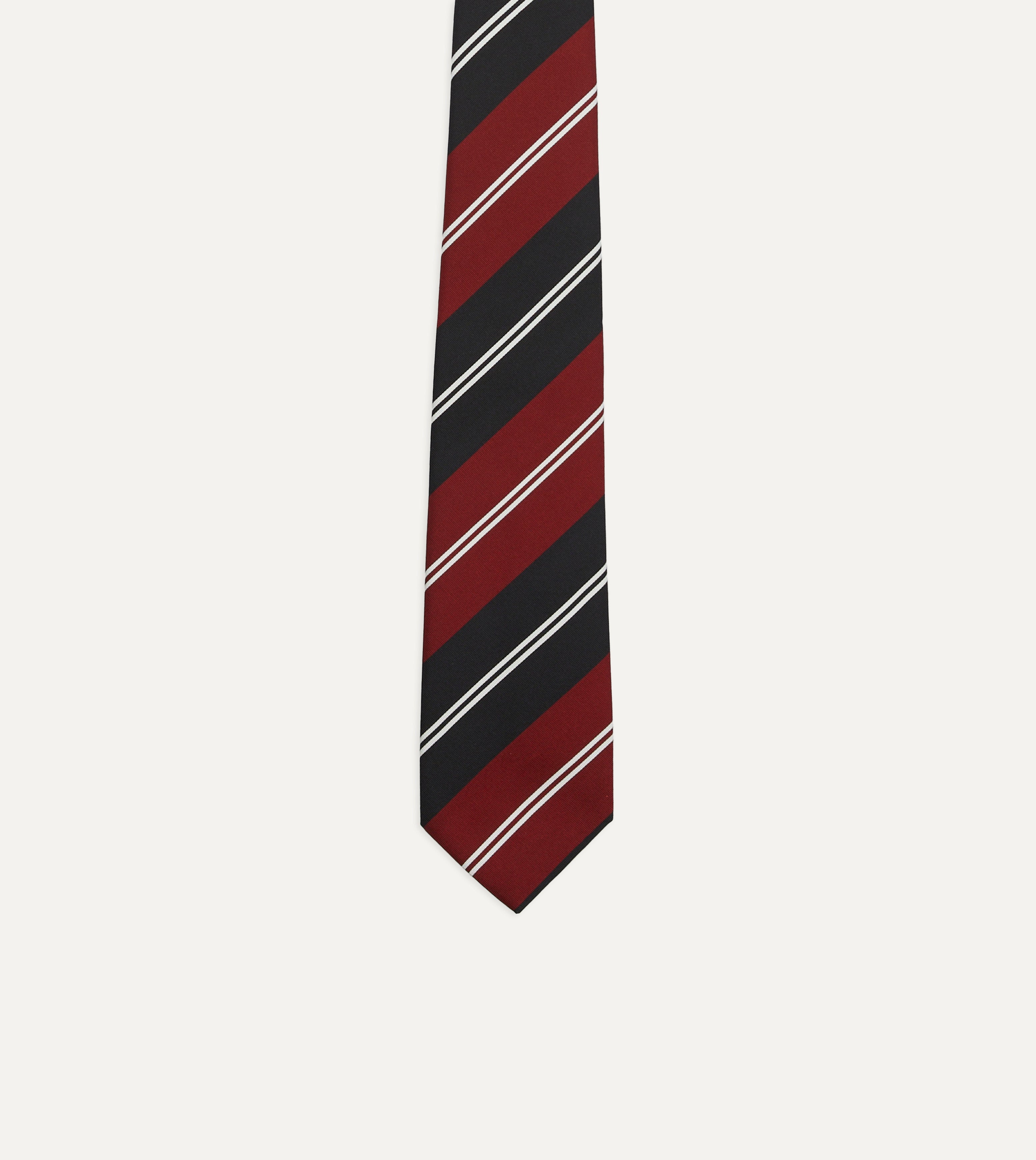 Premium Red, Navy & White Regimental Stripe Silk Tie with Mogador Tip - Perfect for Business Meetings, Weddings & Formal Events