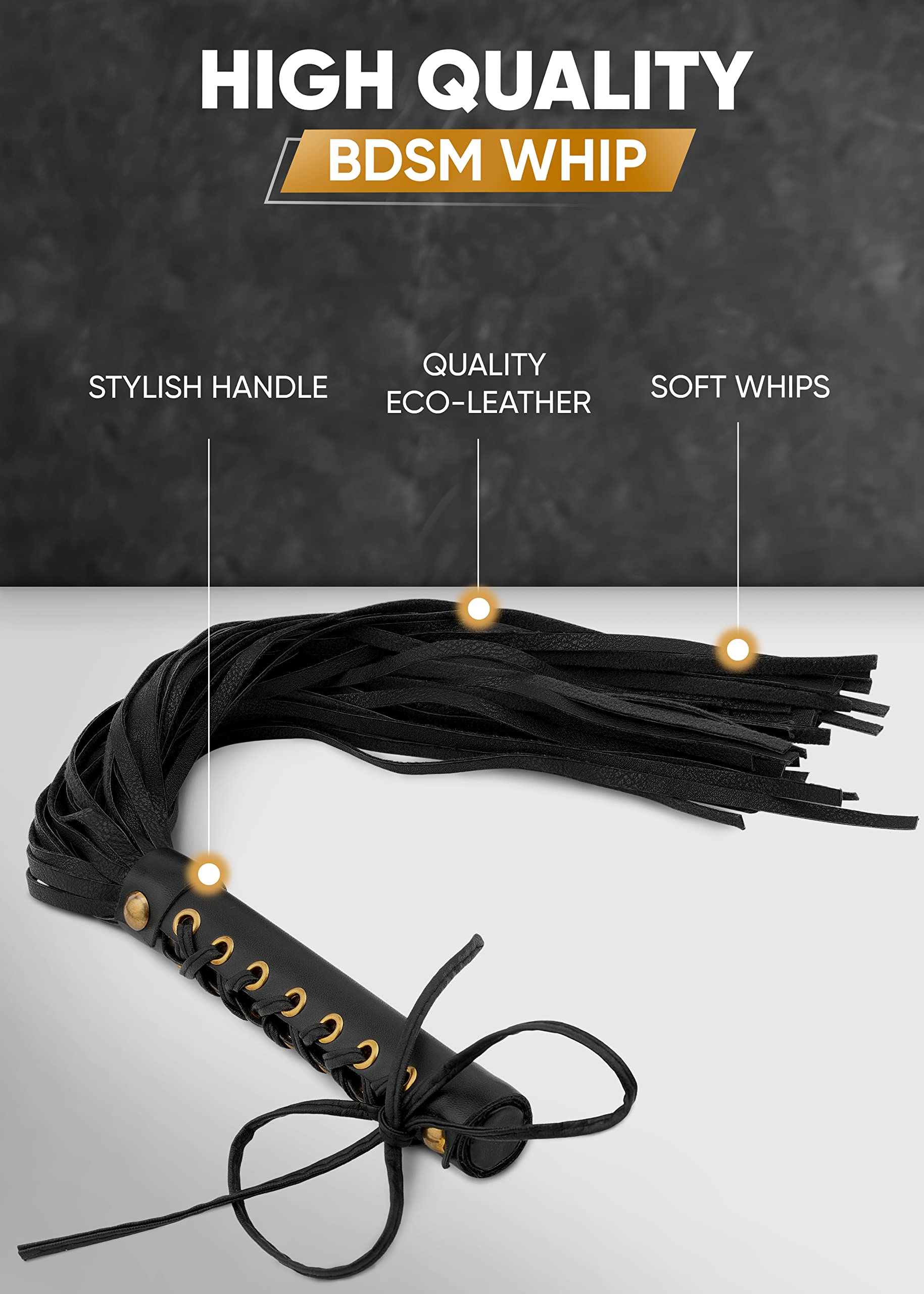 BDSM Whip for Couples - Faux Leather Flogger & Spanking Paddle - Adult SM Sex Toy for Sensual Play - Perfect for Bedroom Bondage, Fetish Exploration & Roleplay Scenes