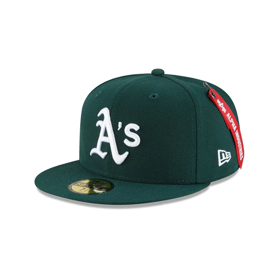Oakland Athletics Alpha Industry Green 59FIFTY Fitted Baseball Cap for Men - Perfect for Game Day, Sports Events & Casual Wear