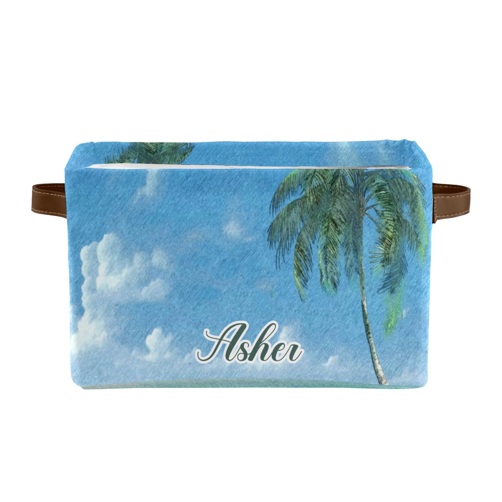 Personalized Large Storage Baskets with Handles - Tropical Beach Vacation Theme - Organize Shelves, Closet, Bathroom, Nursery & Home Decor - Perfect for Toys, Linens & Home Organization (1 Pack) - Great for Beach House Decor, Kids' Room Storage & Bathroom Organization