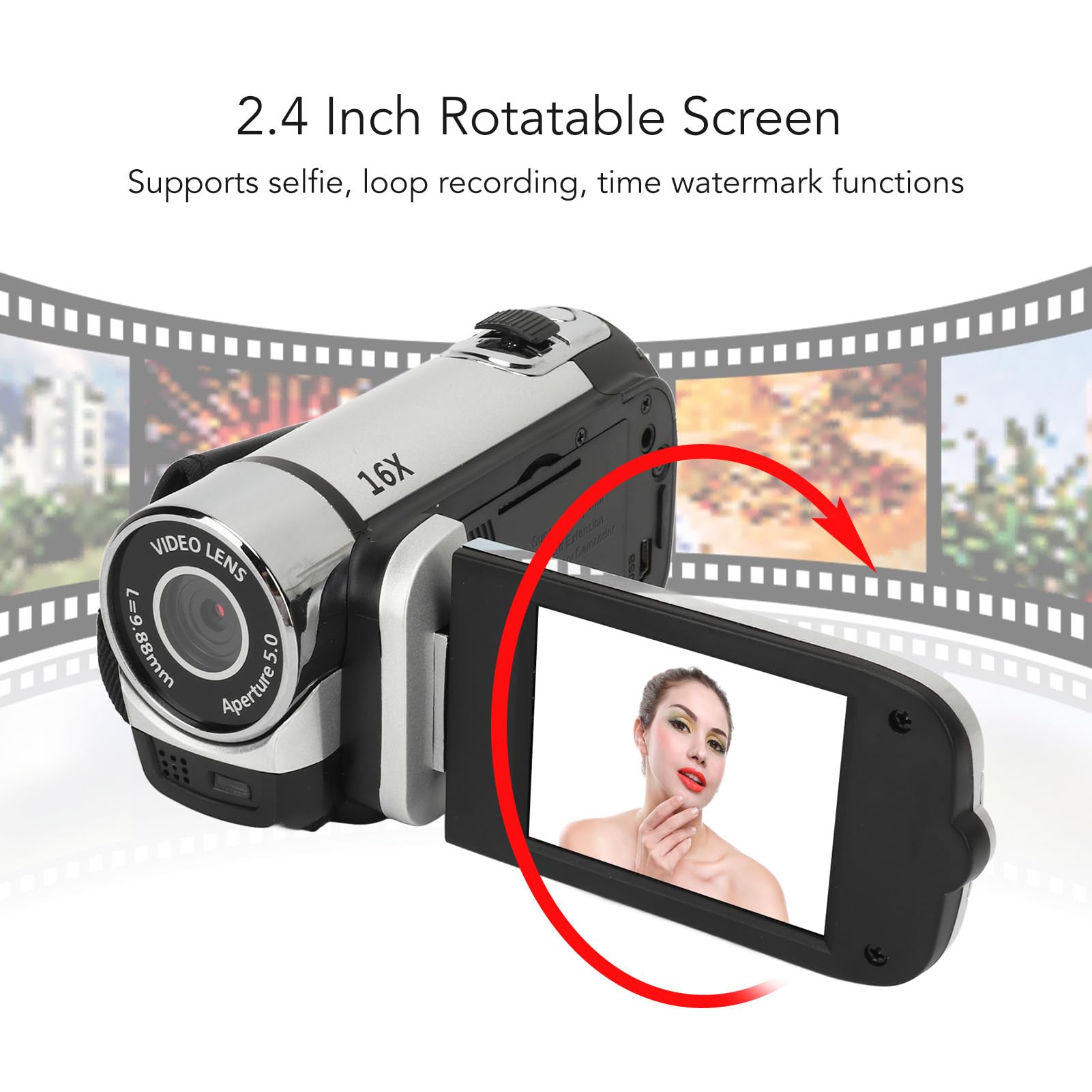 Plyisty Kids Video Camera - 1080P HD 16MP Digital Camcorder with 16X Zoom | Vlogging Camera for Toddlers, Girls & Boys | Perfect for Birthday Gifts, Travel Videos & Creative Learning (Silver)