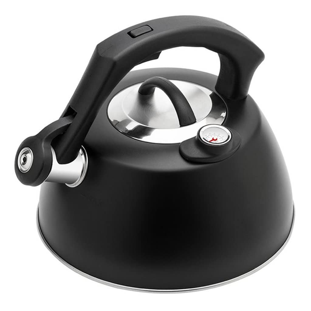 Professional Whistling Tea Kettle with Thermometer - Stainless Steel Stovetop Whistling Teapot for Gas & Electric Stoves - Perfect for Home Kitchen, Tea Lovers & Coffee Brewing (Color A)