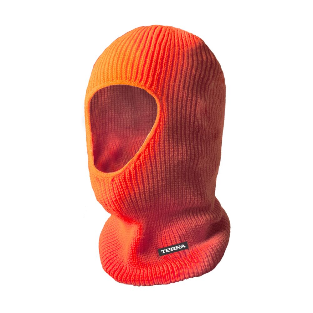 Terra High Visibility Insulated Balaclava - 1 Hole Design for Cold Weather Protection (Orange) | Perfect for Winter Sports, Motorcycling & Outdoor Work