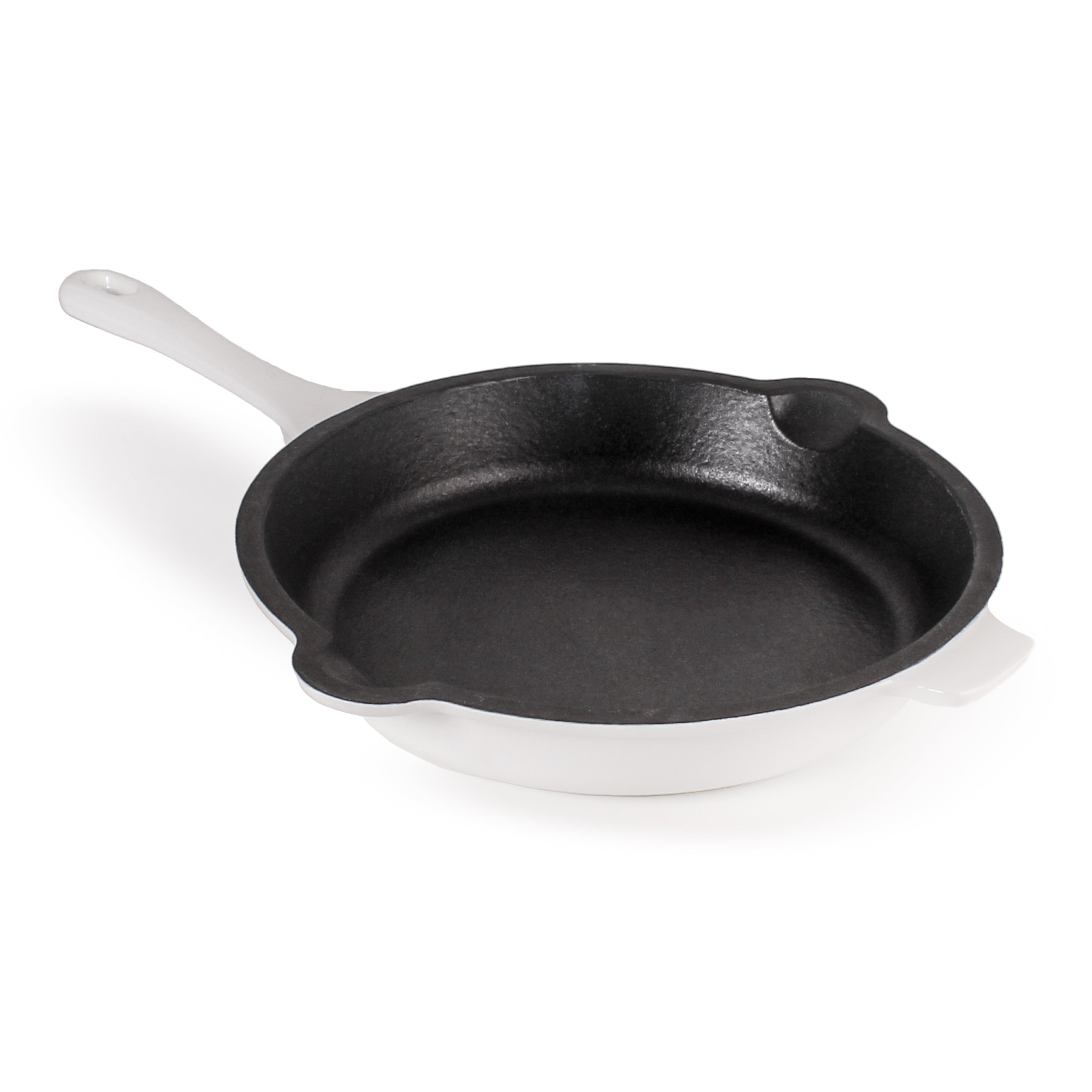 BergHOFF Neo 10-Inch Cast Iron Skillet - Premium White Enamel Coated Frying Pan for Even Heat Distribution | Perfect for Searing, Baking & Stovetop to Oven Cooking
