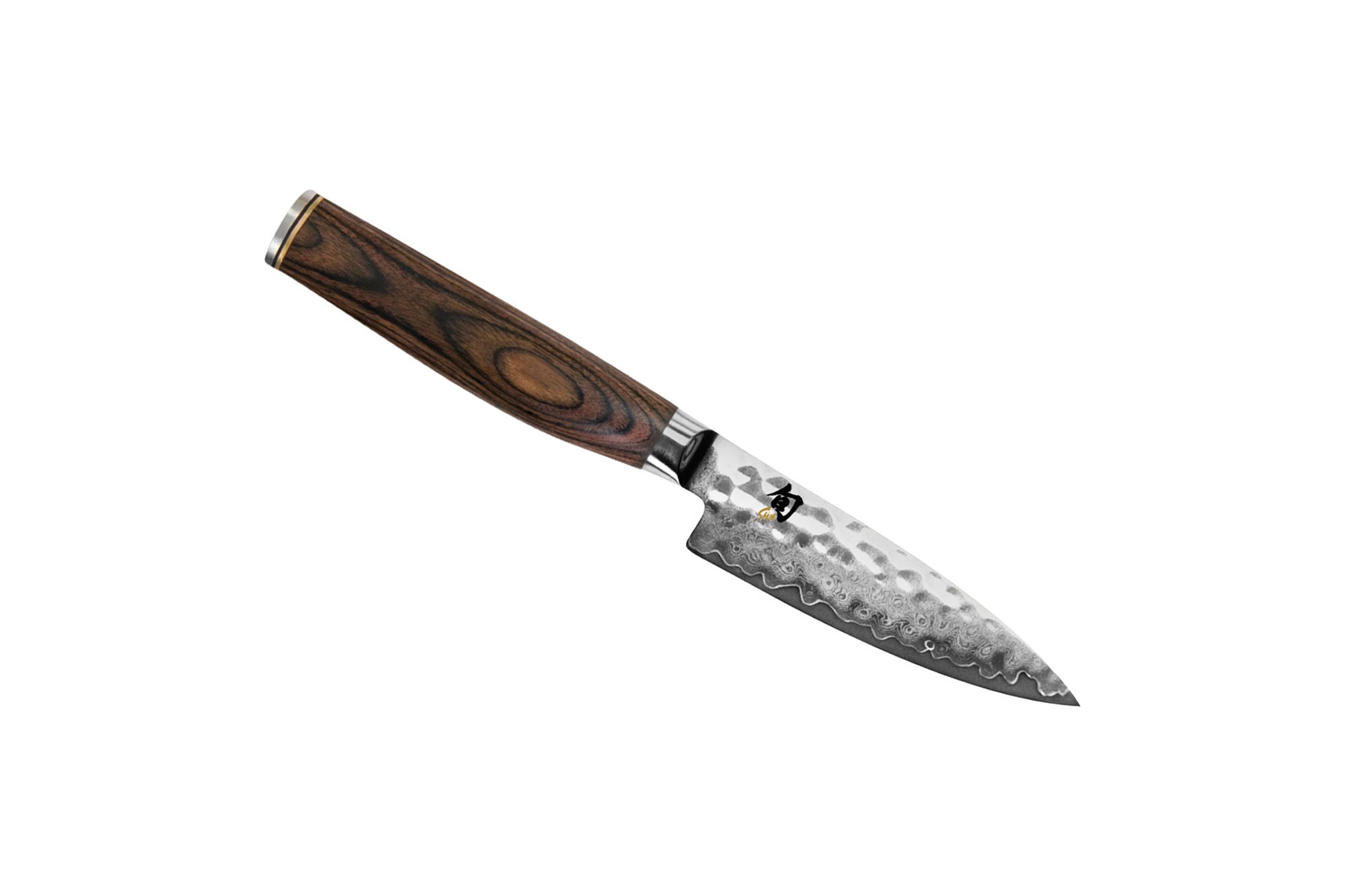 Shun Premier 4 Inch Paring Knife with Tsuchime Damascus Steel Blade - Perfect for Peeling, Slicing Fruits and Precision Kitchen Tasks