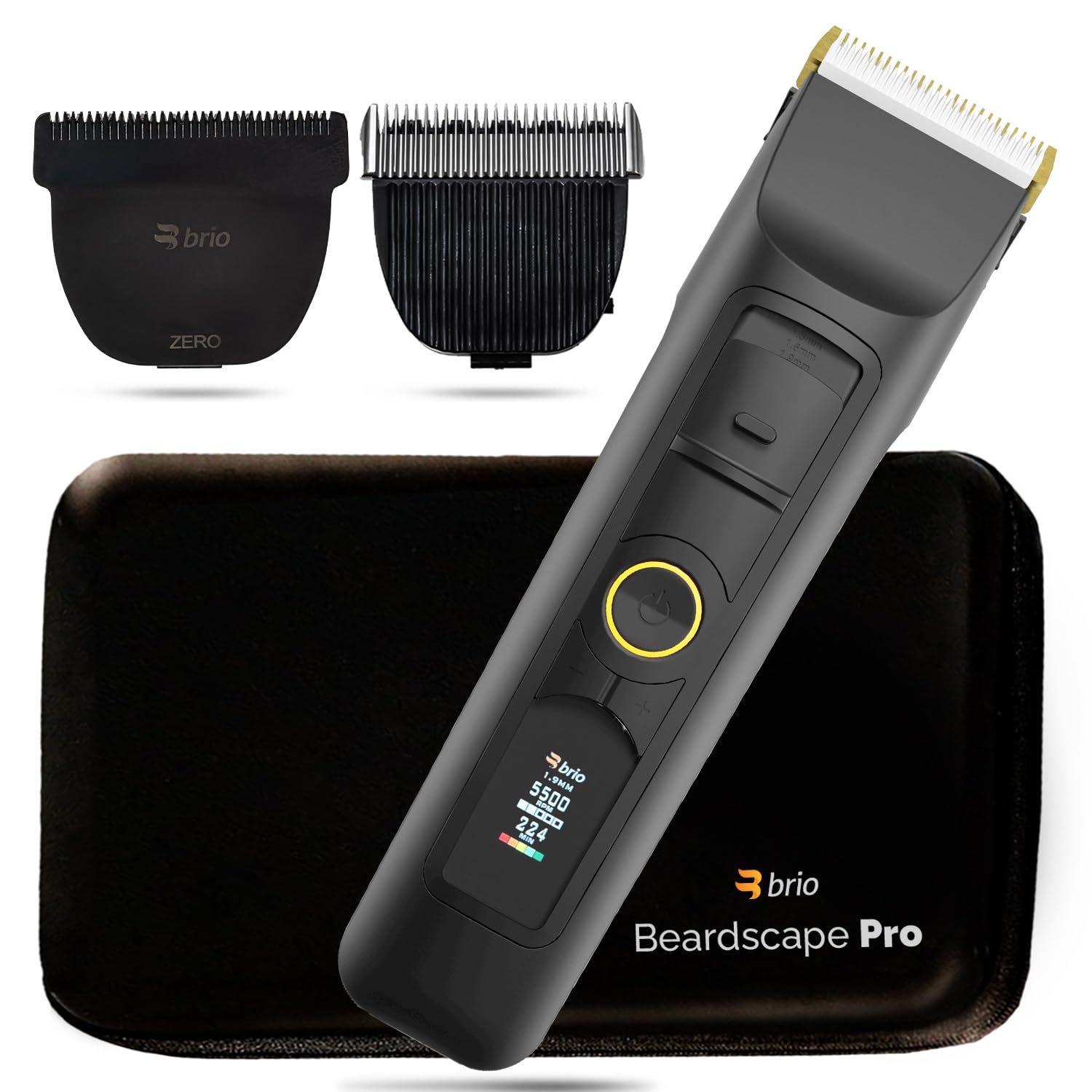 Brio Beardscape V2 Black Beard Trimmer Kit with Zero Blade, Body Blade & Pro Travel Case - Adjustable Ceramic Blade & Length Guards for Precision Grooming | Perfect for Travel, Home Use & Professional Barbers
