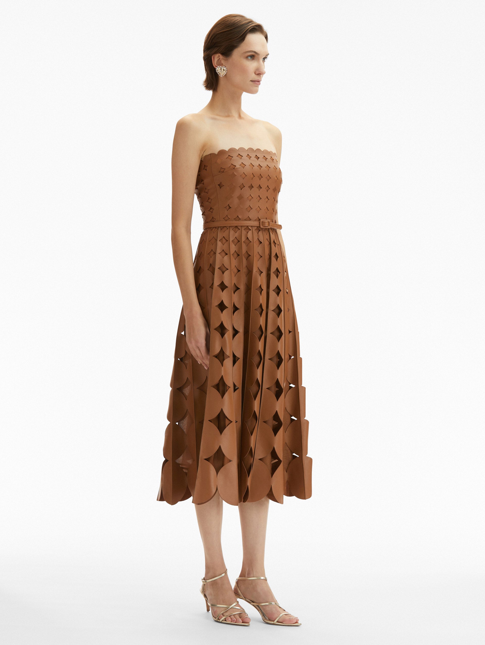 Elegant Geometric Circle Cutout Leather Dress for Women - Trendy Party & Evening Wear - Perfect for Date Nights, Cocktail Parties & Special Occasions