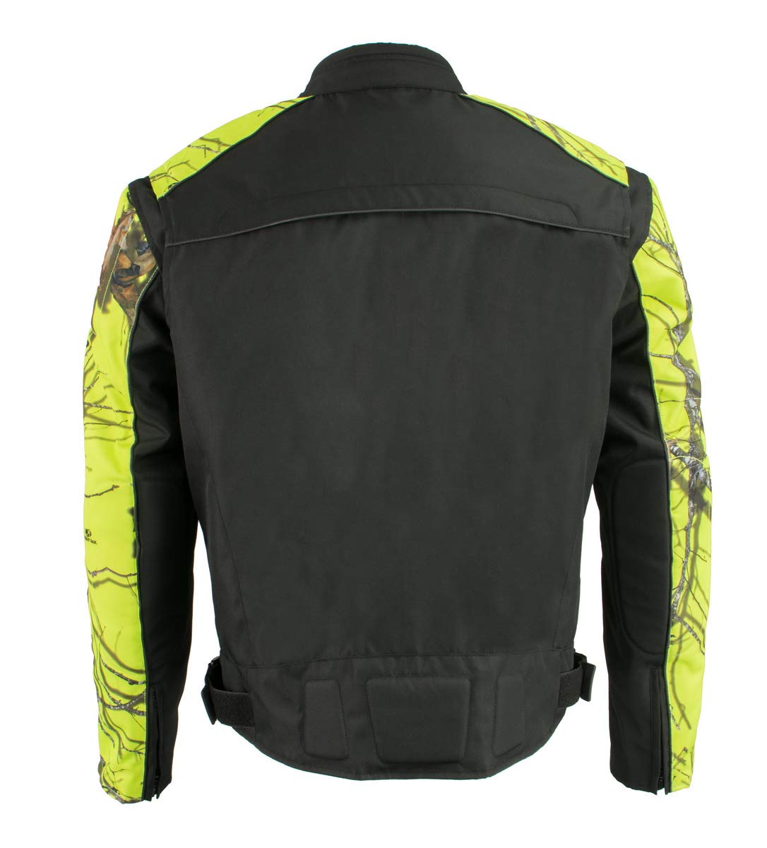 Milwaukee Leather MPM1787 Men's Black & Neon Orange Textile Motorcycle Jacket - Mossy Oak Camo Design for Outdoor Riding & Adventure