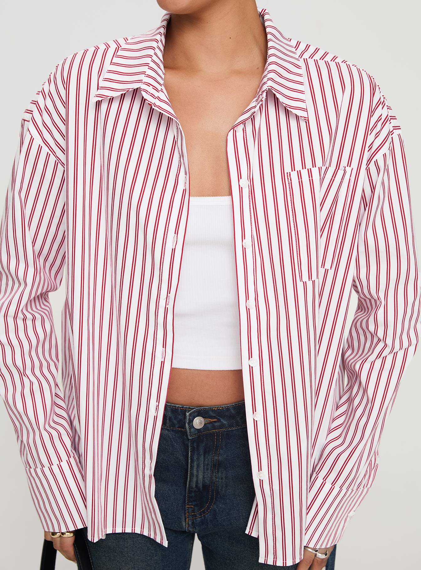 Stylish Belize Shirt - Red & White Stripe Men's Casual Button-Up for Summer Beach Vacation & Tropical Getaways