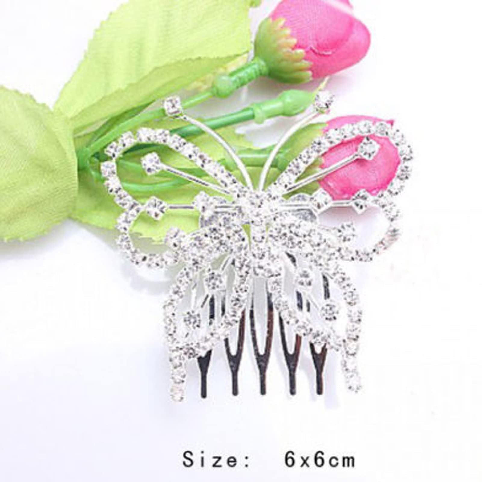 Elegant Butterfly Rhinestone Hair Comb Clip - Wedding Bridal Jewelry for Women, Bride Wedding Headdress Veil & Accessories (KO-1204) | Perfect for Bridal Shower, Wedding Ceremony & Special Occasions