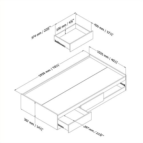 Rosebery Full Size Kids Platform Bed with 3 Drawers - No Box Spring Needed for Cozy Bedrooms
