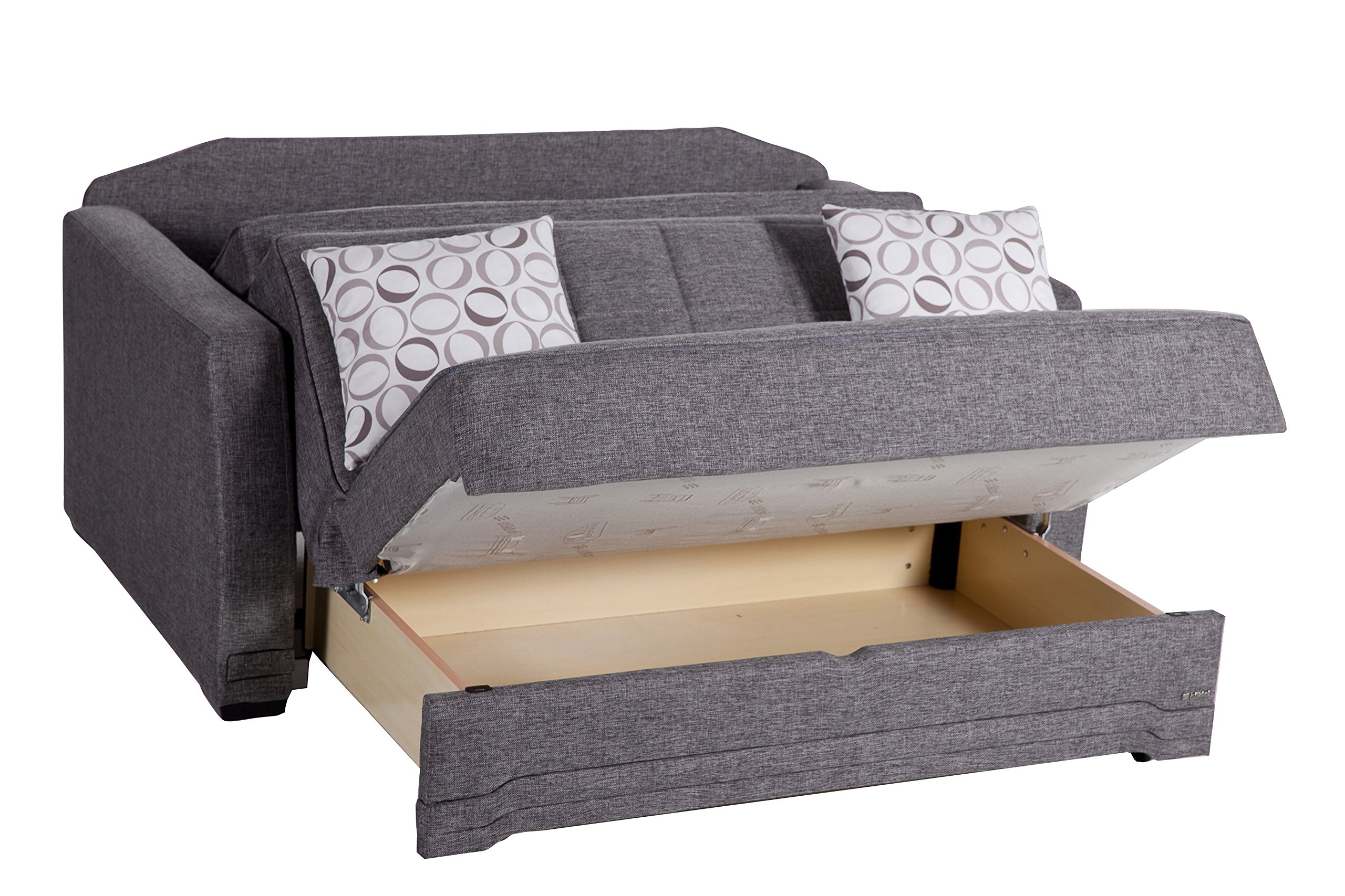 ISTIKBAL Valerie Collection Multifunctional Love Seat Sleeper Sofa Bed in Diego Gray - Convertible Furniture for Small Spaces, Living Room, Guest Room & Apartments
