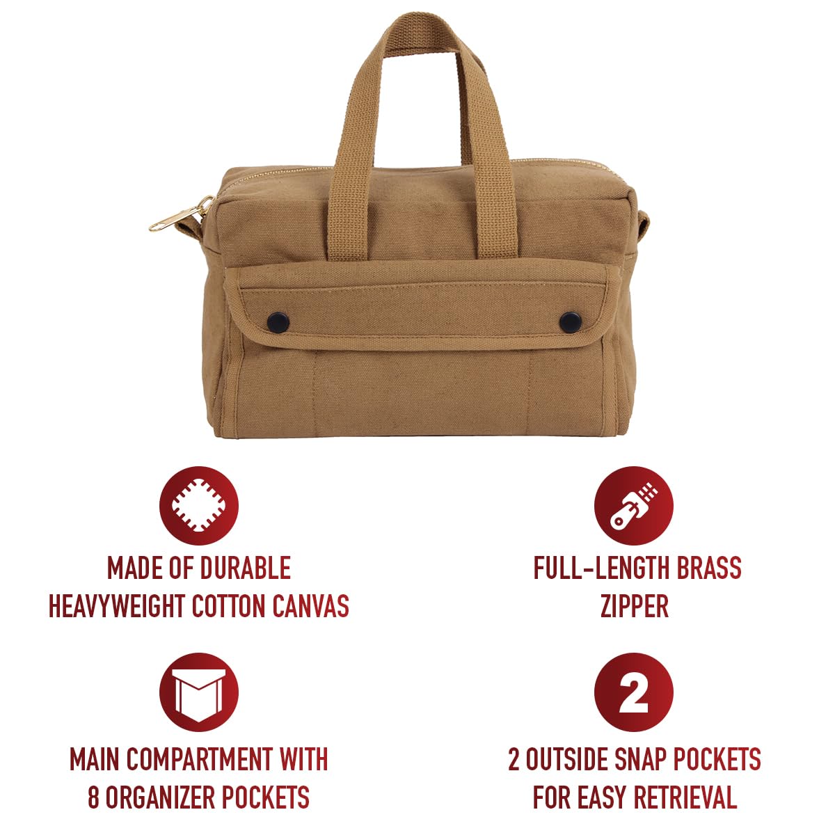 Rothco Heavy Duty Mechanics Tool Bag with Brass Zipper - Durable Work Tool Organizer for Automotive, Construction & DIY Projects