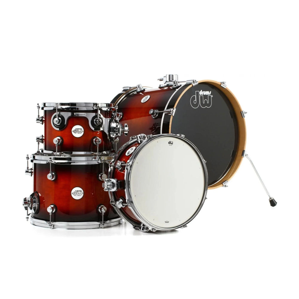 DW Design Series 4-Piece Shell Pack Drum Set - Tobacco Sunburst Finish | Professional Drum Kit for Live Performances & Studio Recording