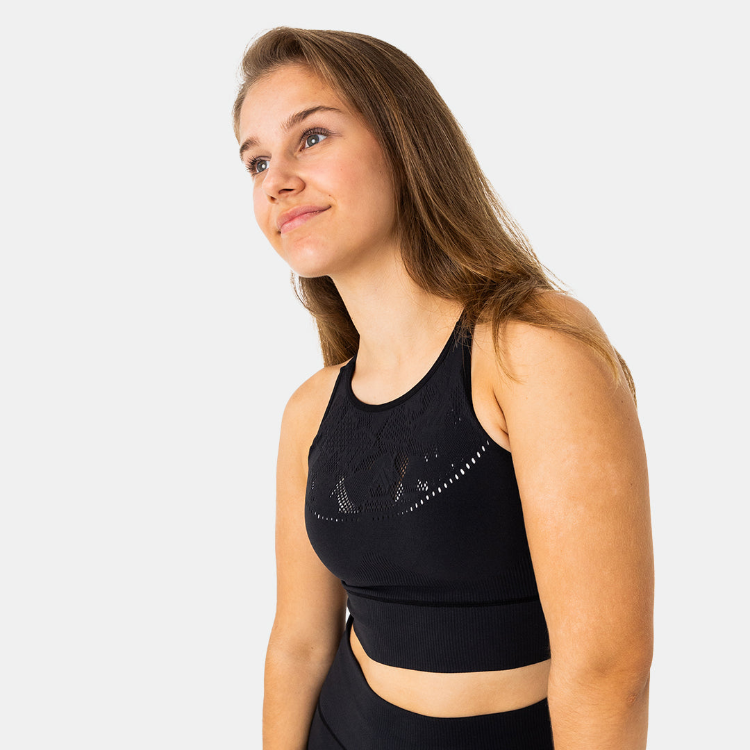 MTV Women's Sporty Sculpt Longline Seamless Bra - High Support Workout Sports Bra for Running, Yoga & Gym - Comfortable & Breathable Activewear