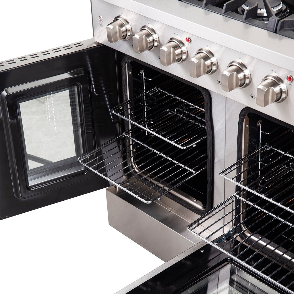 Forno Galiano 48-Inch 6.58 cu. ft. Freestanding Gas Range with Left Swing Door - Stainless Steel (FFSGS6444 48) | Professional Kitchen Appliance for Home Chefs & Restaurants