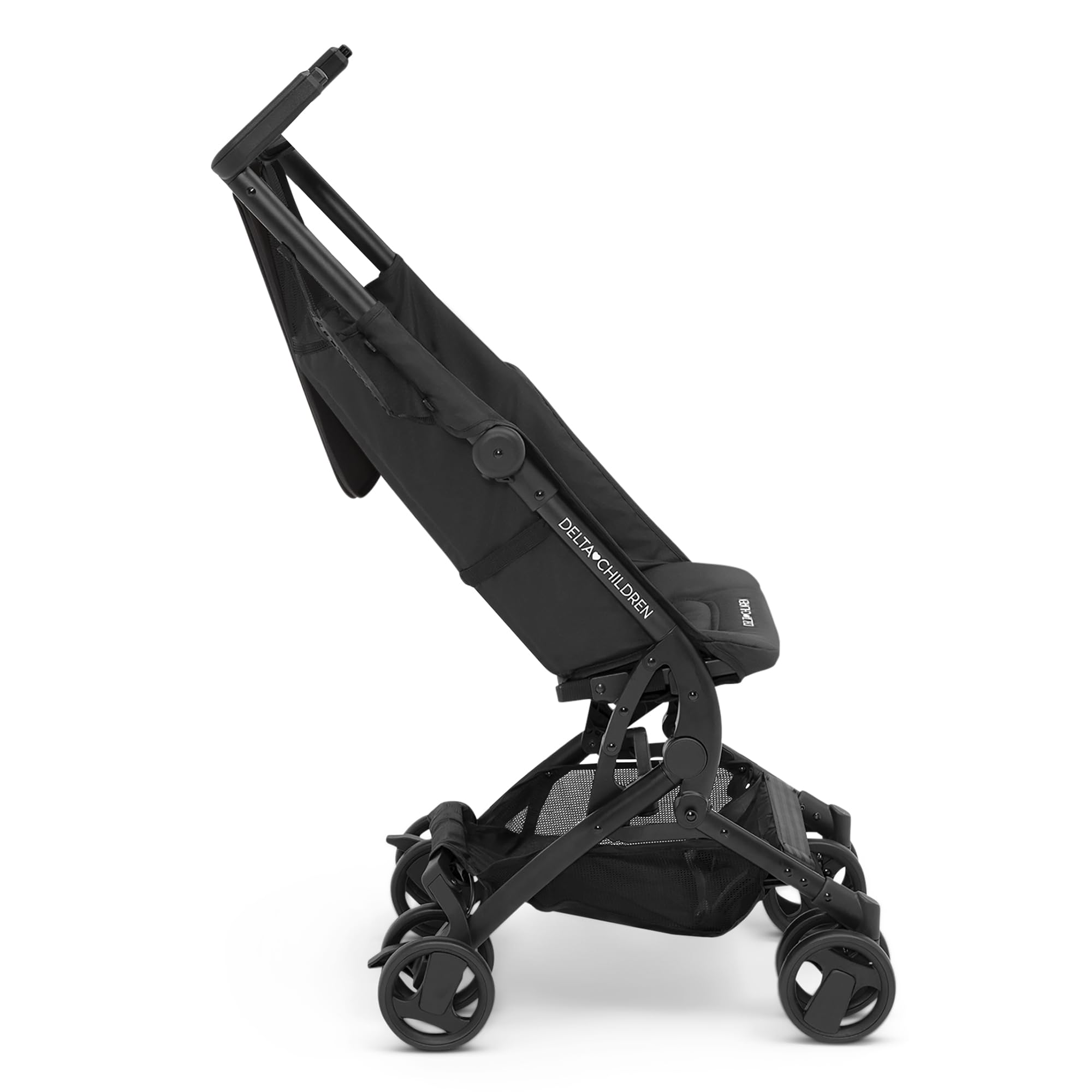 Delta Children Lightweight Compact Folding Travel Stroller - Airplane Approved Carry-On Stroller for Toddlers - Perfect for Air Travel, Shopping & Daily Use - Black