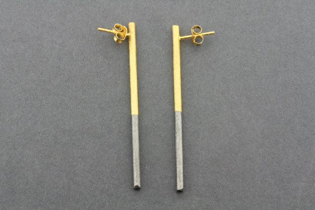 Oxidized & Gold Plated Long Tubular Post Earrings for Women - Elegant Boho Jewelry for Parties, Weddings & Everyday Wear