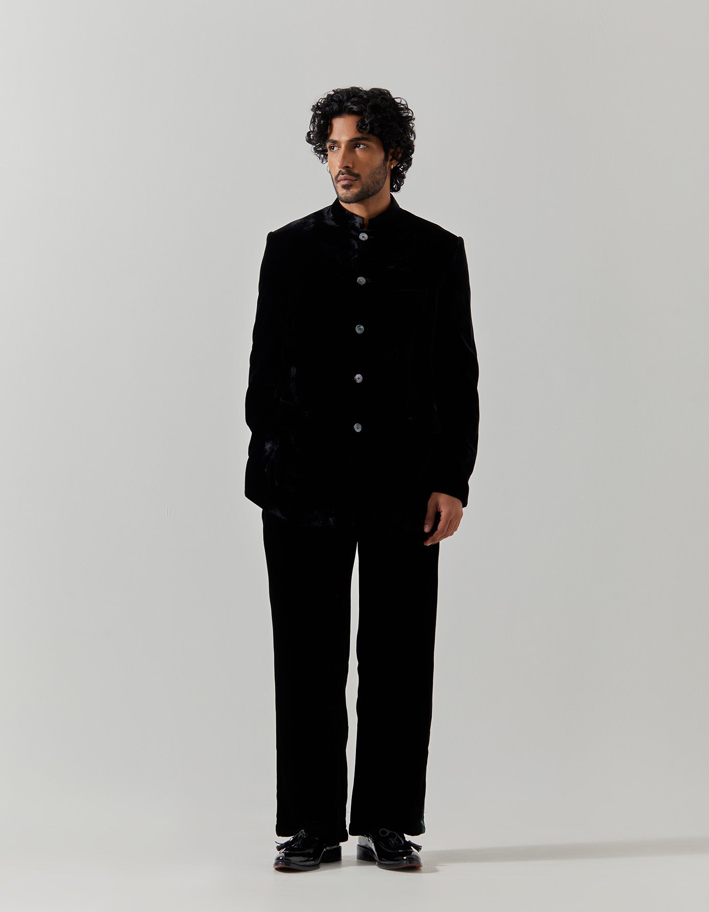 Luxury Bandhgala Silk Velvet Jacket for Men - Black Formal Indian Wedding Sherwani | Perfect for Weddings, Parties & Special Occasions