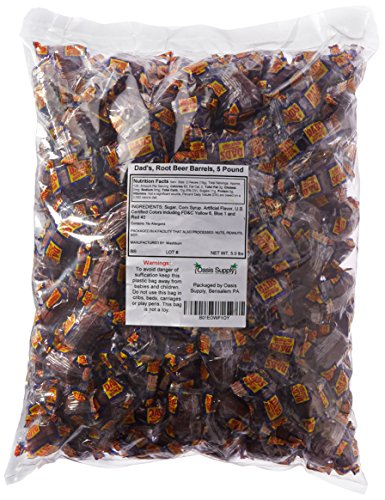 Washburn Candy Dad's Root Beer Barrels Hard Candy - 5 Pound Bulk Bag - Old-Fashioned Flavor for Parties, Gifts & Nostalgic Treats