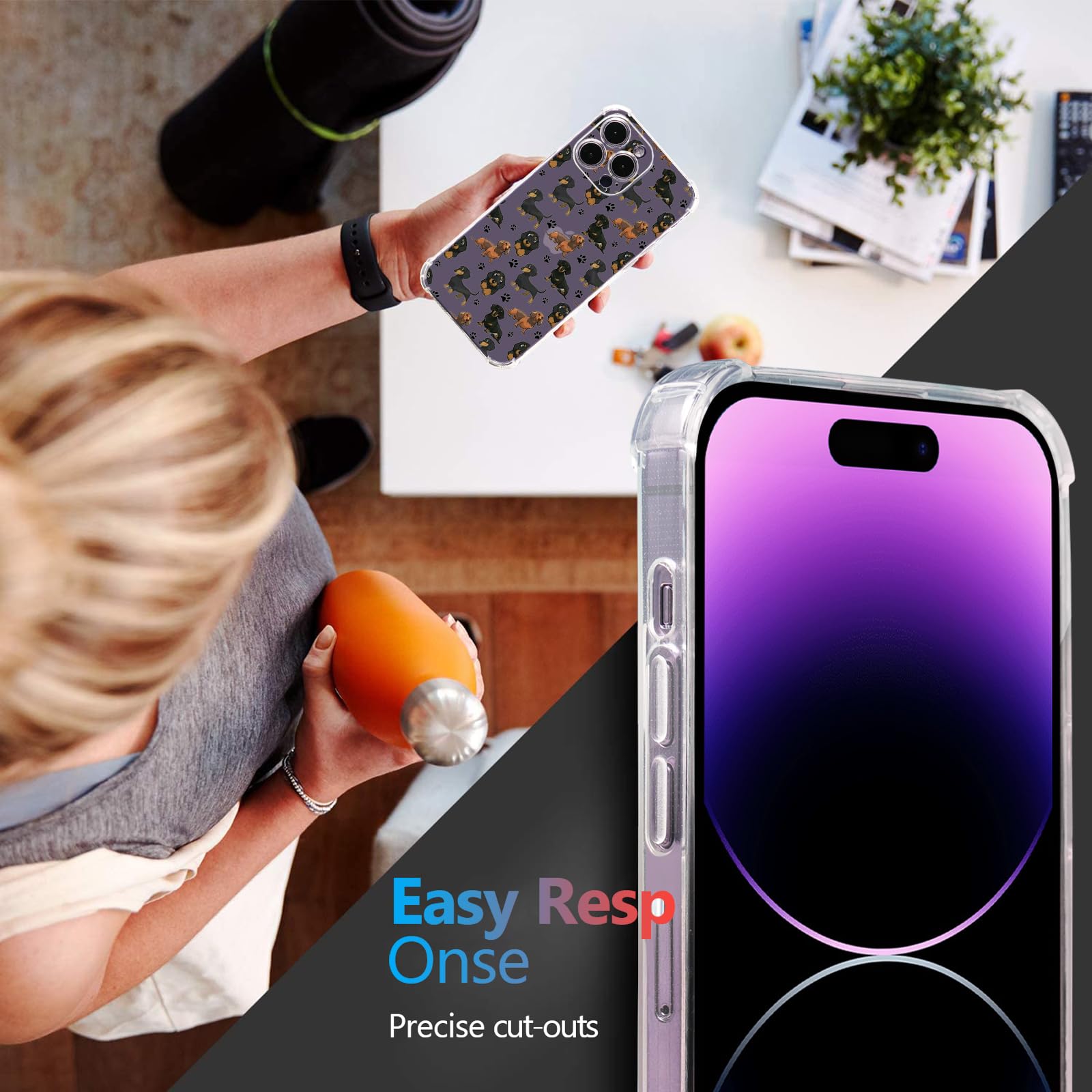 **Dachshund Paws Design Clear Soft TPU Protective Case for iPhone 11 Pro Max (6.5