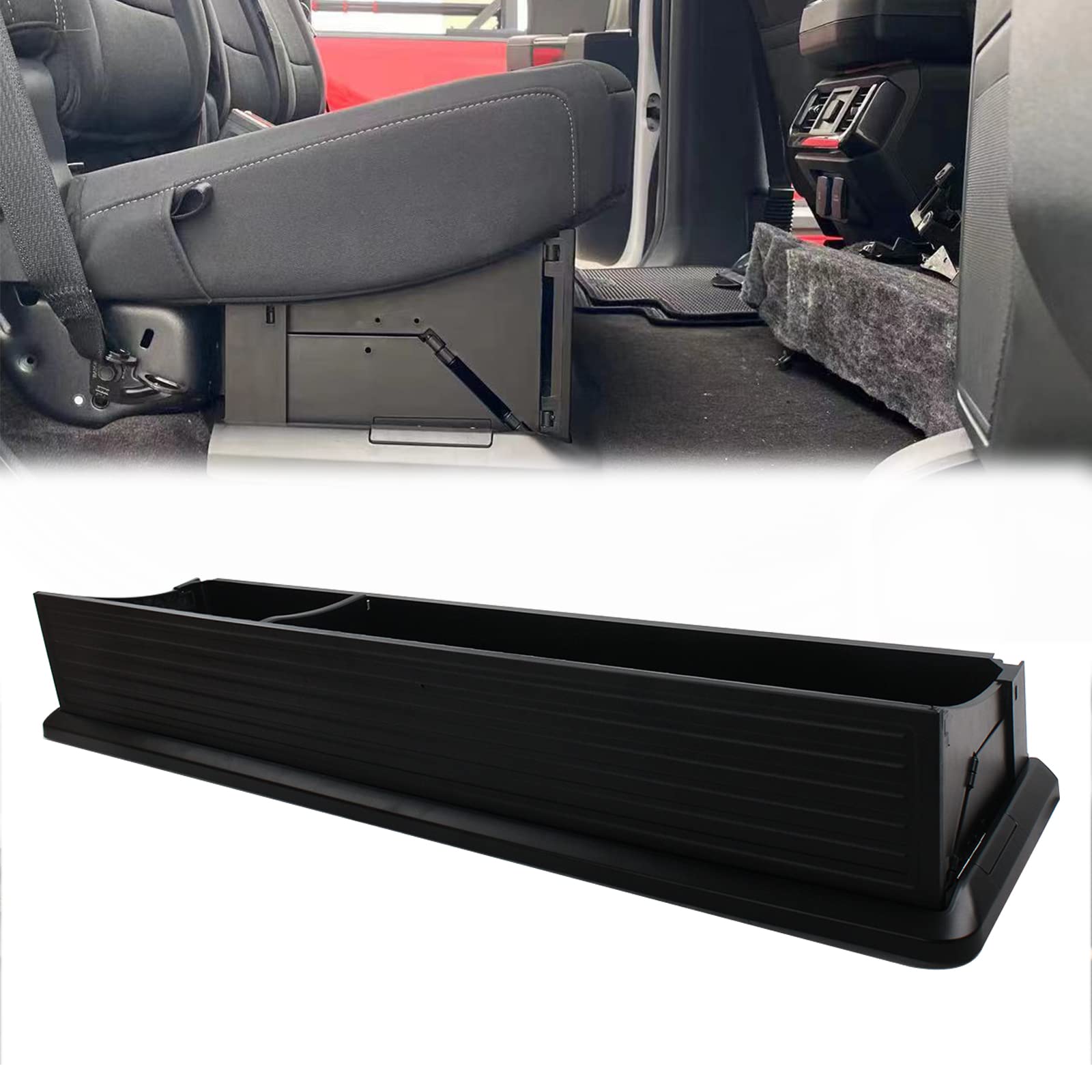 Upgraded Foldable Under Rear Seat Storage Box for 2015-2023 Ford F150 - Black Cargo Organizer | Perfect for Truck Accessories, Camping Gear & Road Trip Essentials