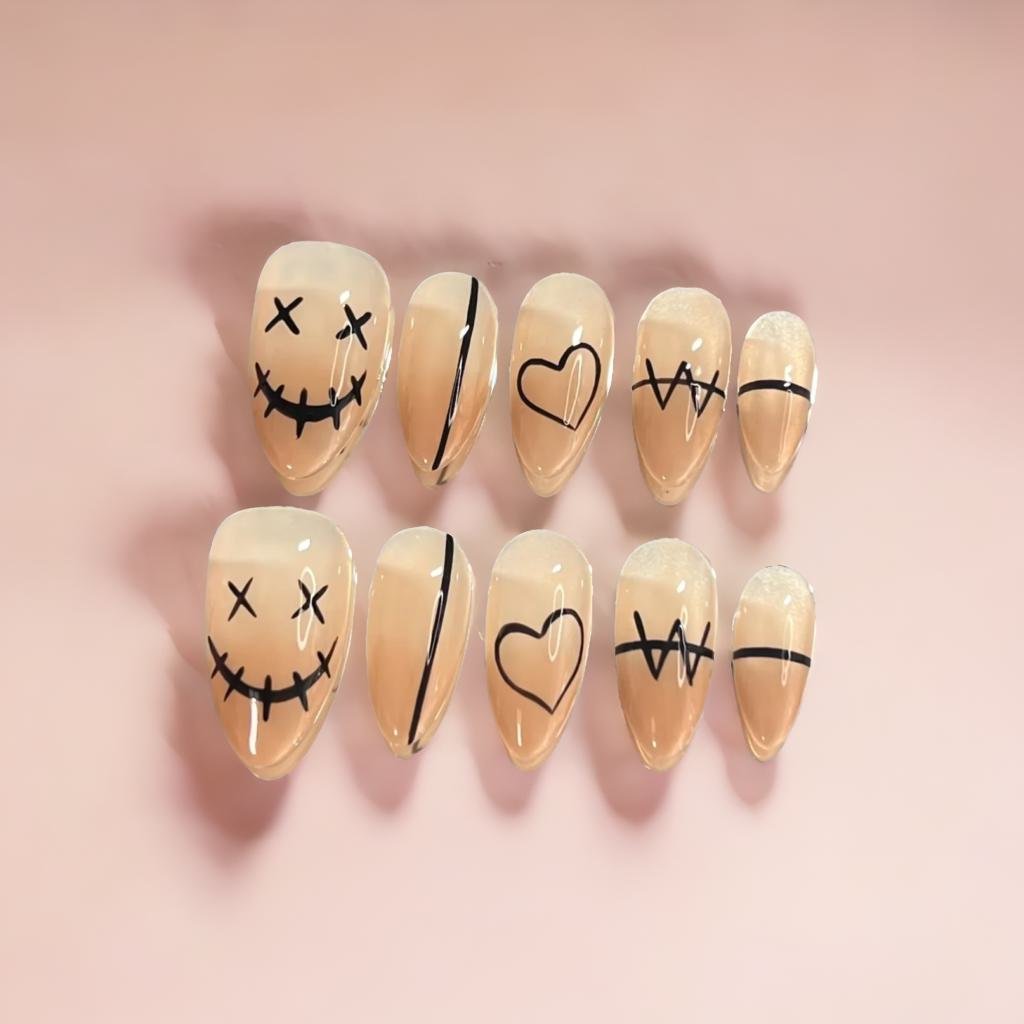 Fiery Passion Hand-Painted Press-On Nails | Long-Lasting Artificial Nails with Vibrant Designs | Perfect for Parties, Weddings & Special Occasions