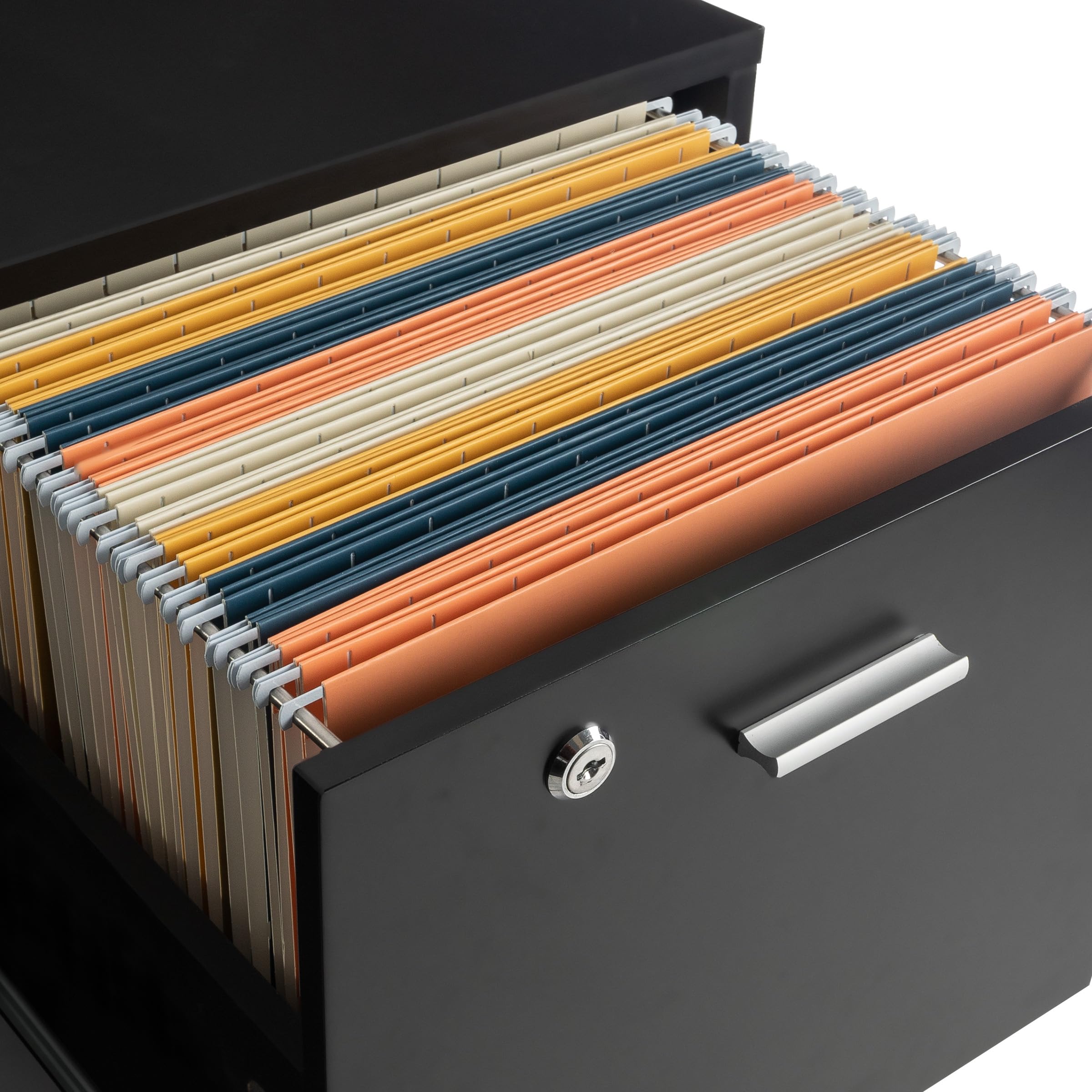 Lavish Home 2-Drawer File Cabinet with Lock - Deep Storage Rolling Filing Cabinet for Under Desk, Home & Office Use - Black - Perfect for Organizing Documents, Bills, and Office Supplies in Small Spaces