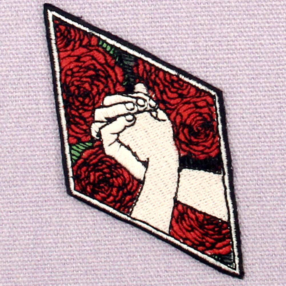 Rose Applique Embroidered Love Badge - Iron On or Sew On Patch for DIY Crafts, Jackets, Bags & Denim - Romantic Gift for Valentine's Day & Anniversaries